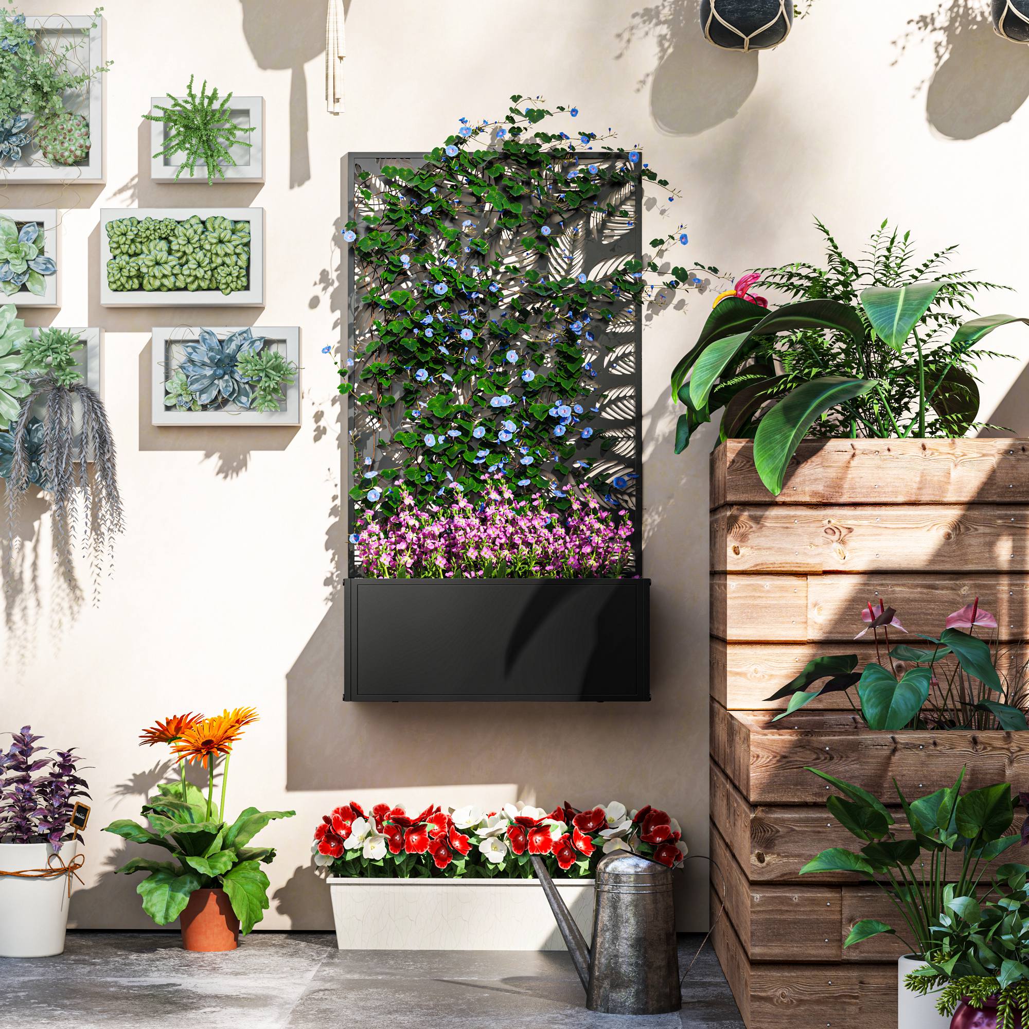Metal Garden Bed with Trellis