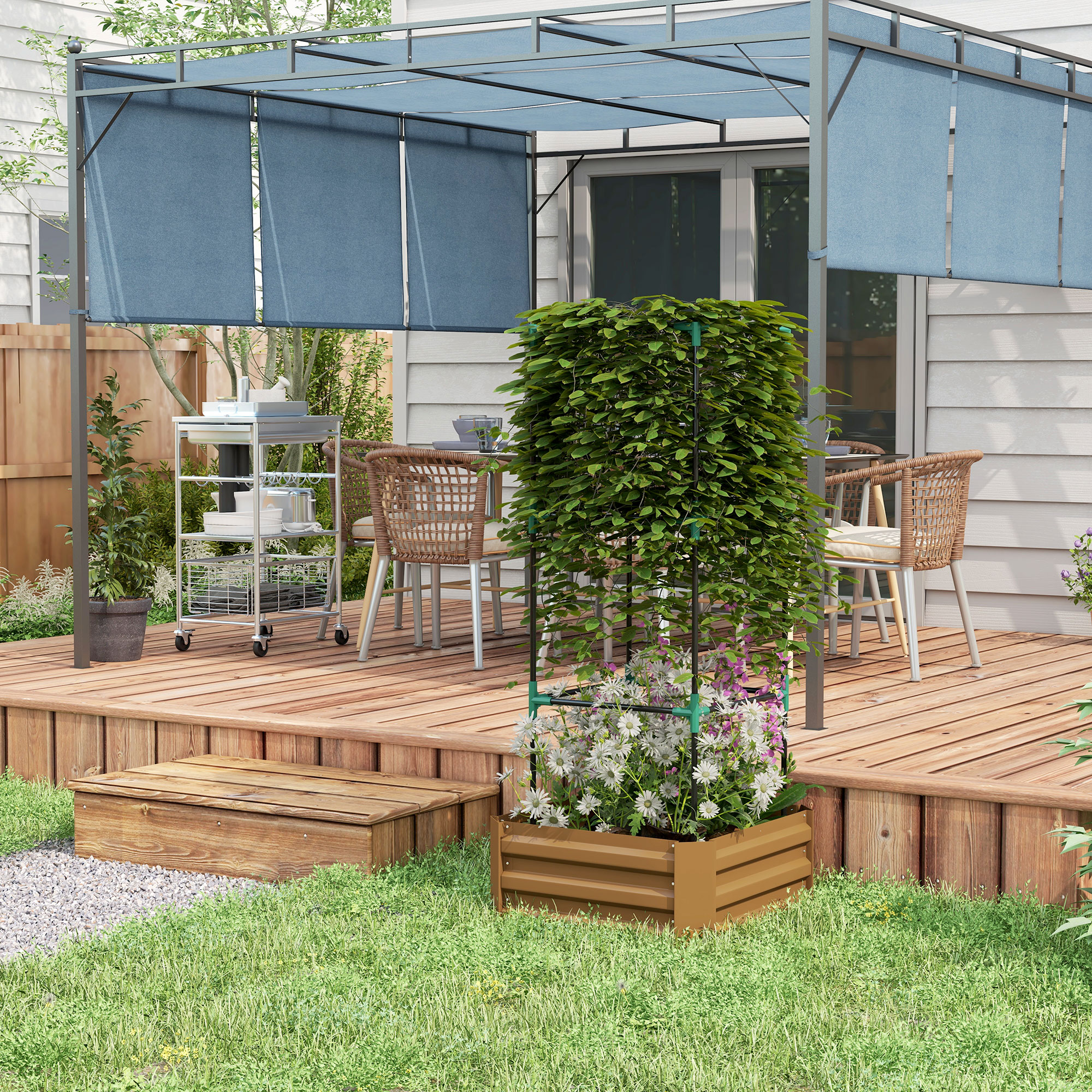 Galvanized Raised Garden Bed with Trellis, picture 3 of 4