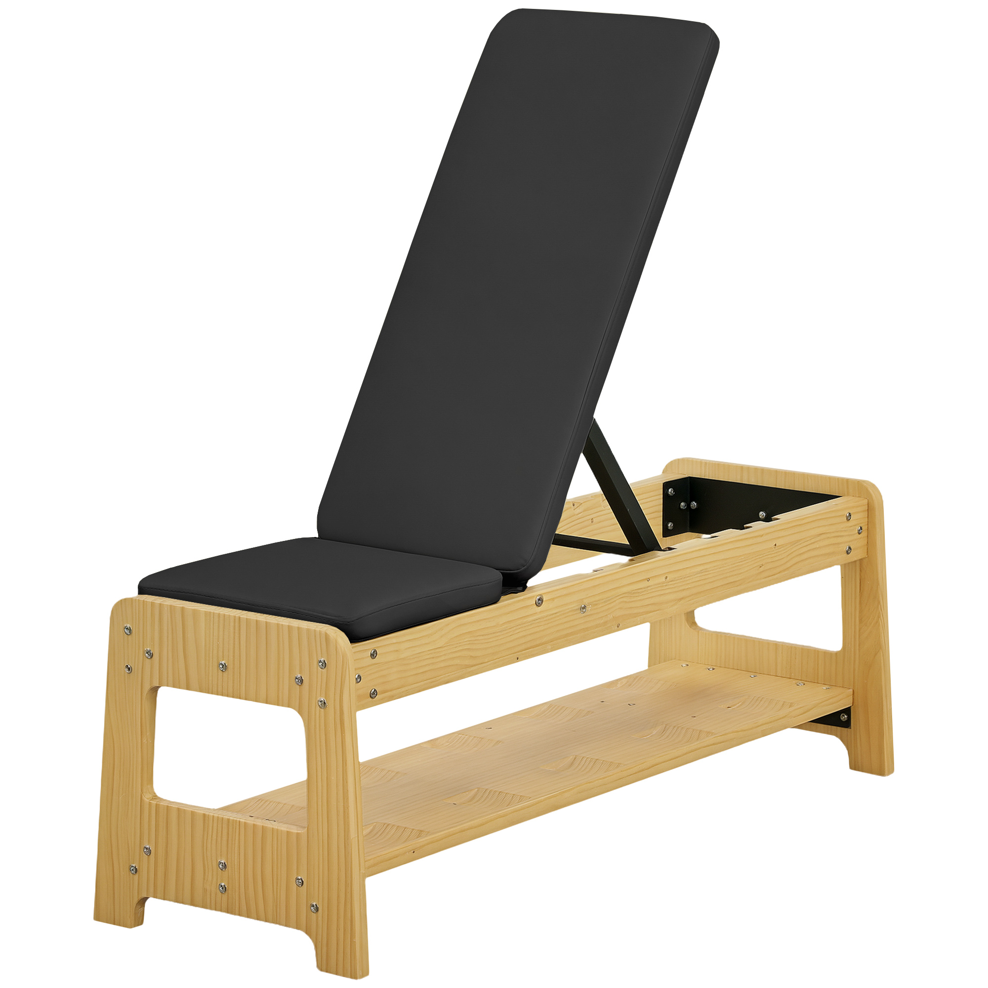 Wooden Adjustable Weight Bench with Dumbbell Rack, Flat or Incline Workout... 9