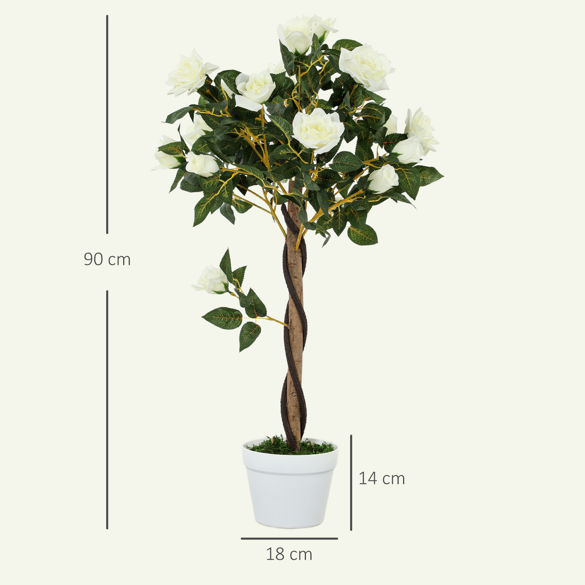 Set Of Two Faux Rose Trees - White — image 2