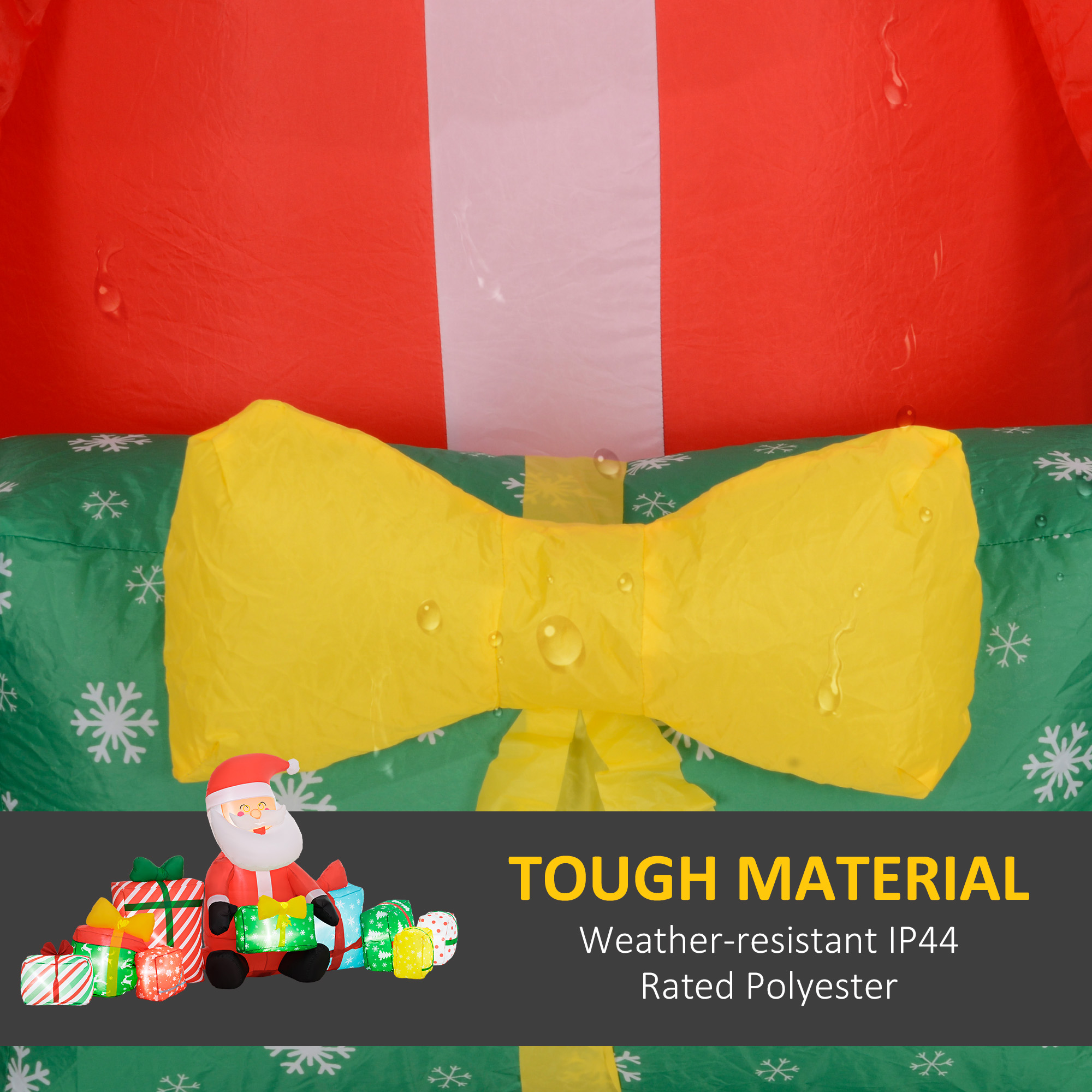 4.4 Inflatable Santa Claus and Gift Boxes w/ White LED Lights, Blow-Up Outdoor Display for Party — foto 4