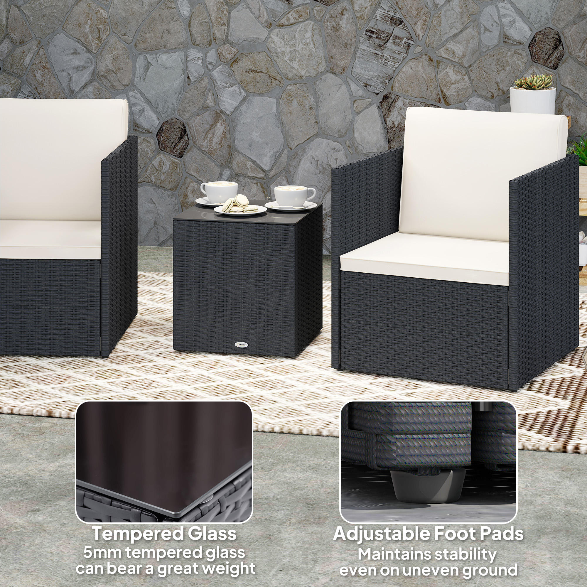 Folding Wicker Bistro Set, picture 2 of 5