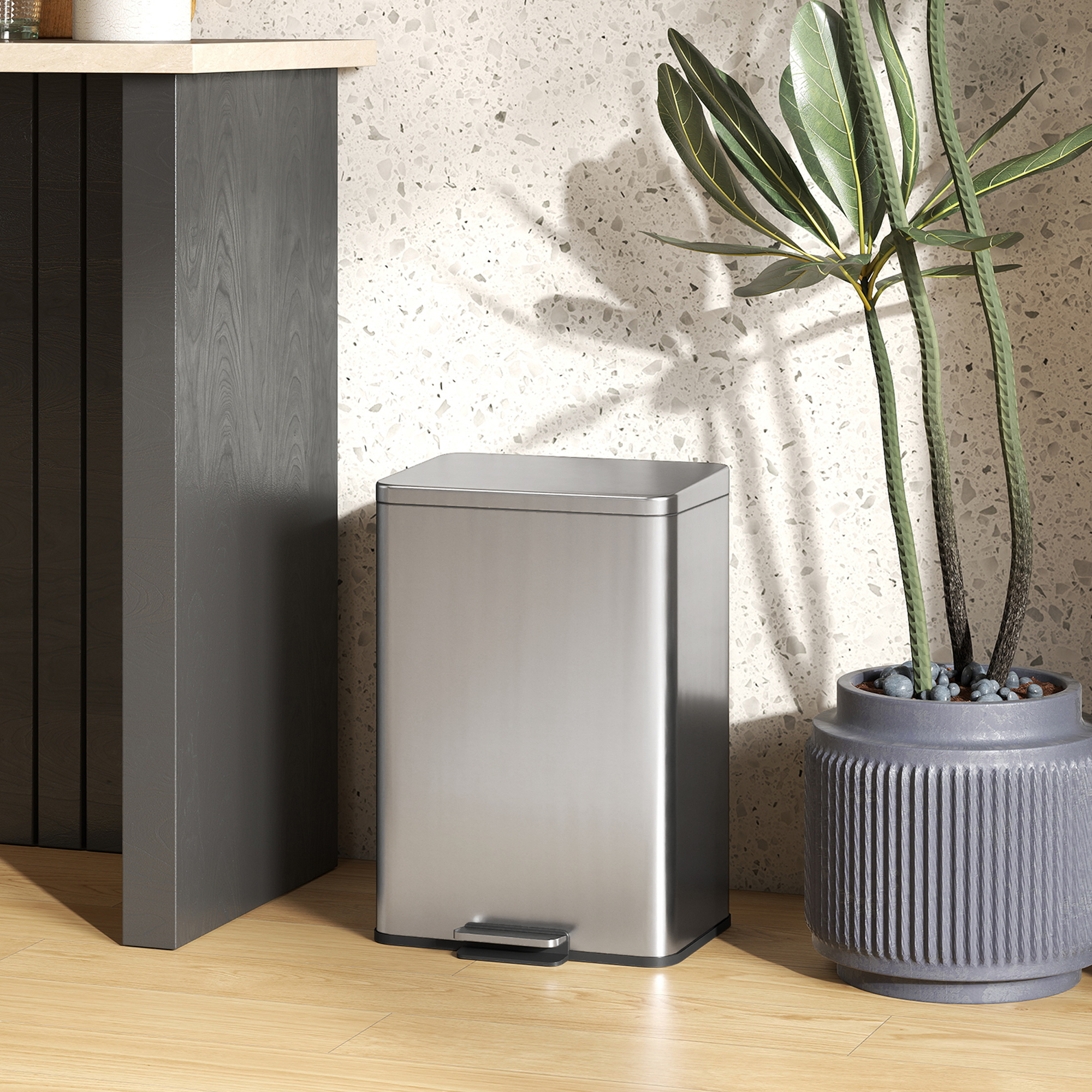 20L Kitchen Bin With Soft-Close Lid And Stay-Open Function, Stainless Steel — image 5