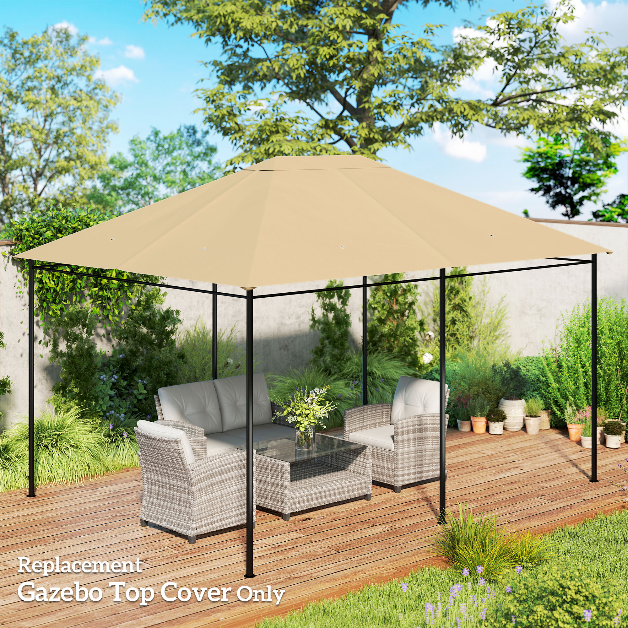 10 x 13 Gazebo Canopy Replacement Roof for 84C-116, Khaki