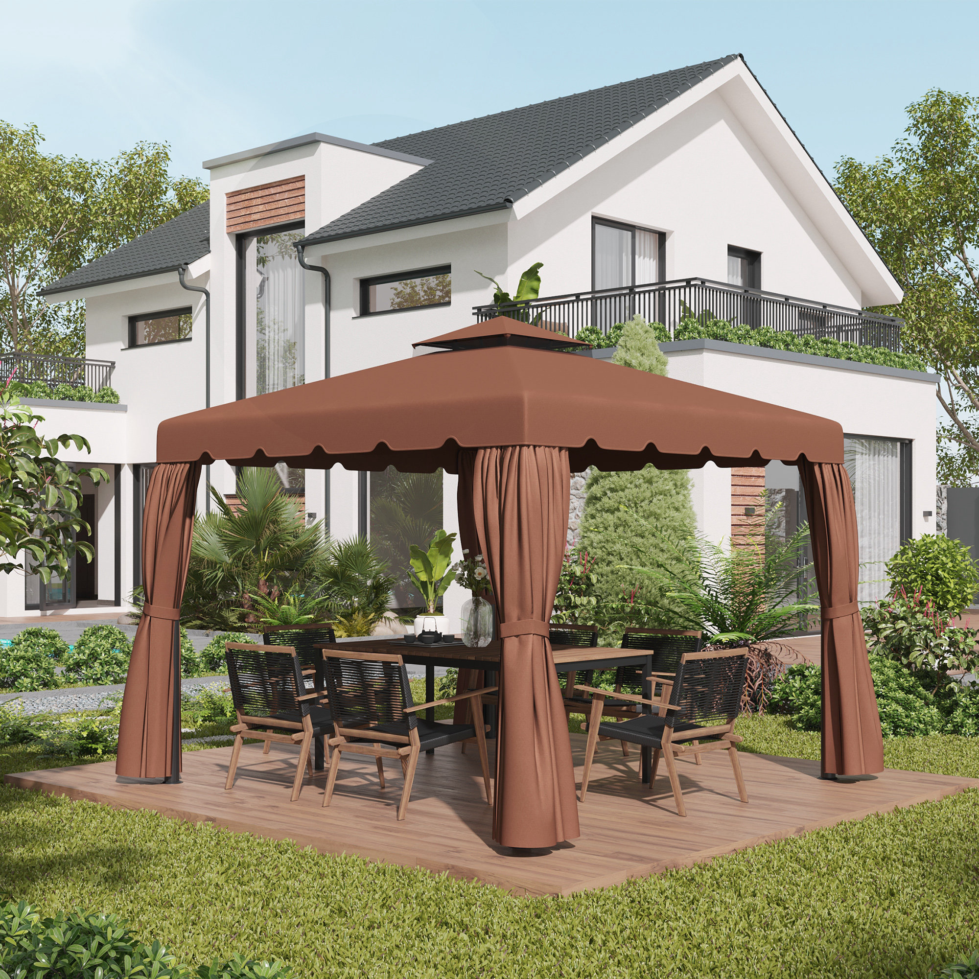 Model 84C-051 or 84C-269 10 x 10 Gazebo Replacement Canopy, Coffee