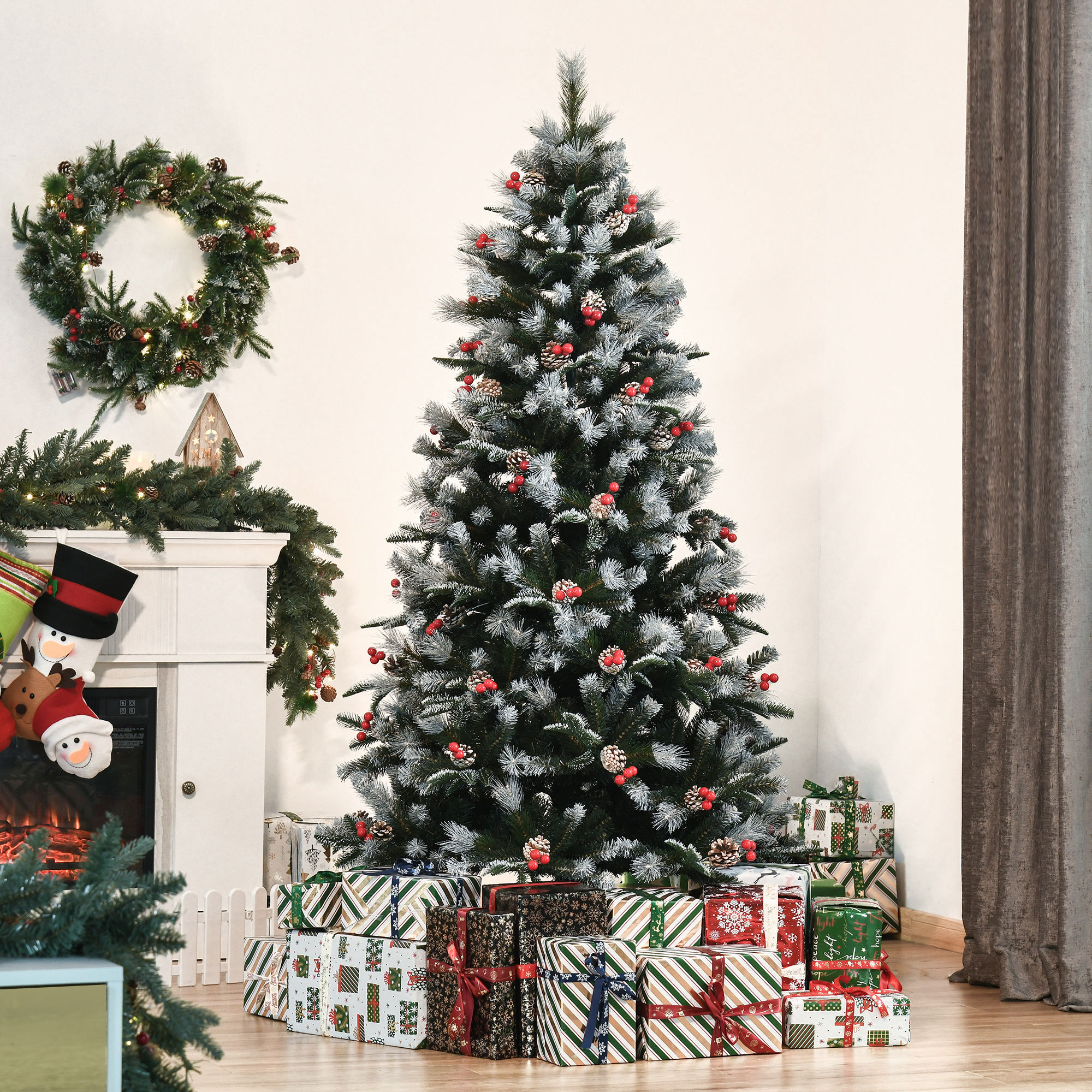 6FT Artificial Snow Dipped Christmas Tree Xmas Pencil Holiday Home Party — image 2