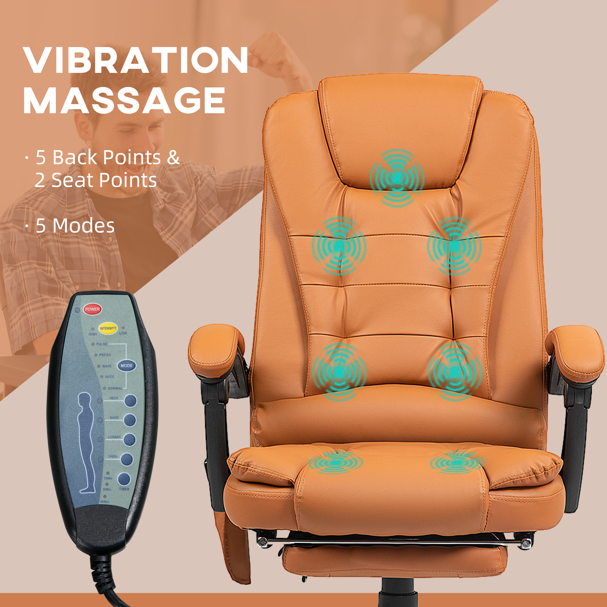 7-Point Vibrating Massage Office Chair High Back Massaging — photo 5
