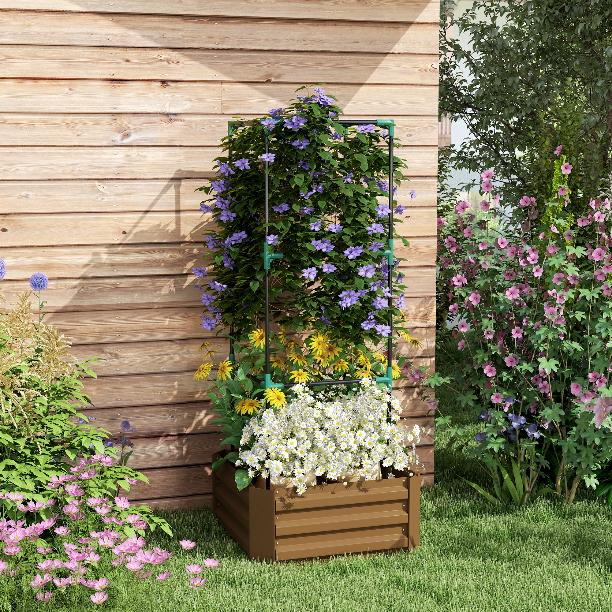 Galvanized Raised Garden Bed with Trellis, picture 2 of 4