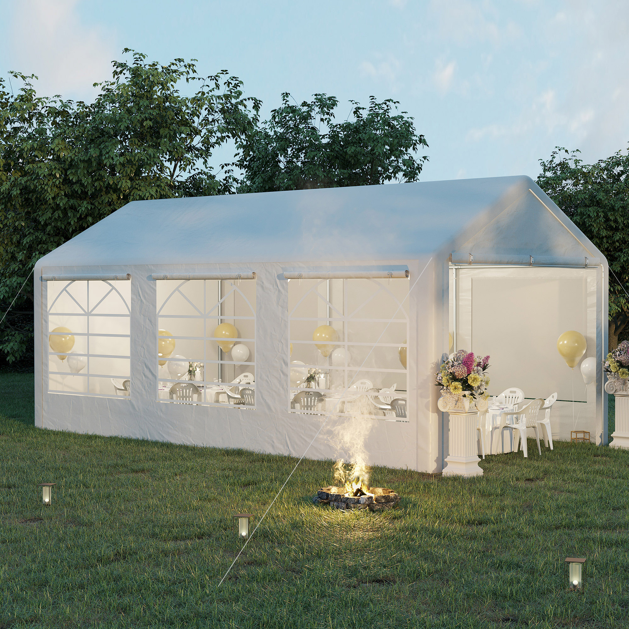 10’ x 20’ Heavy Duty Party Tent & Carport with Removable Sidewalls and Double Doors, Large Canopy Tent, Sun Shade Shelter, for Parties, Wedding, Outdoor Events, BBQ, White