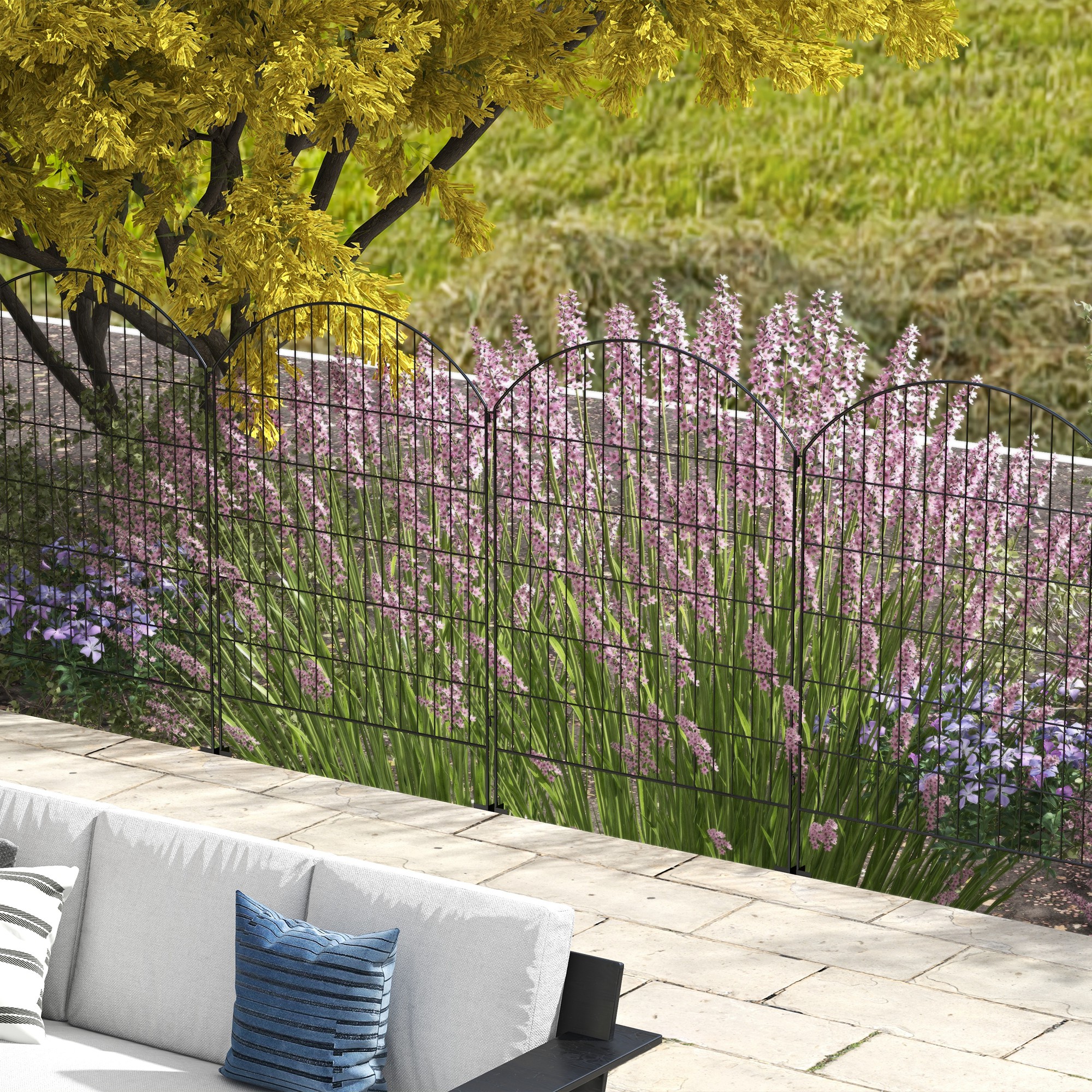 4 Pack Garden Fencing for Yard, Decorative Fence Panels as Animal Barrier and Flower Edging, Grids