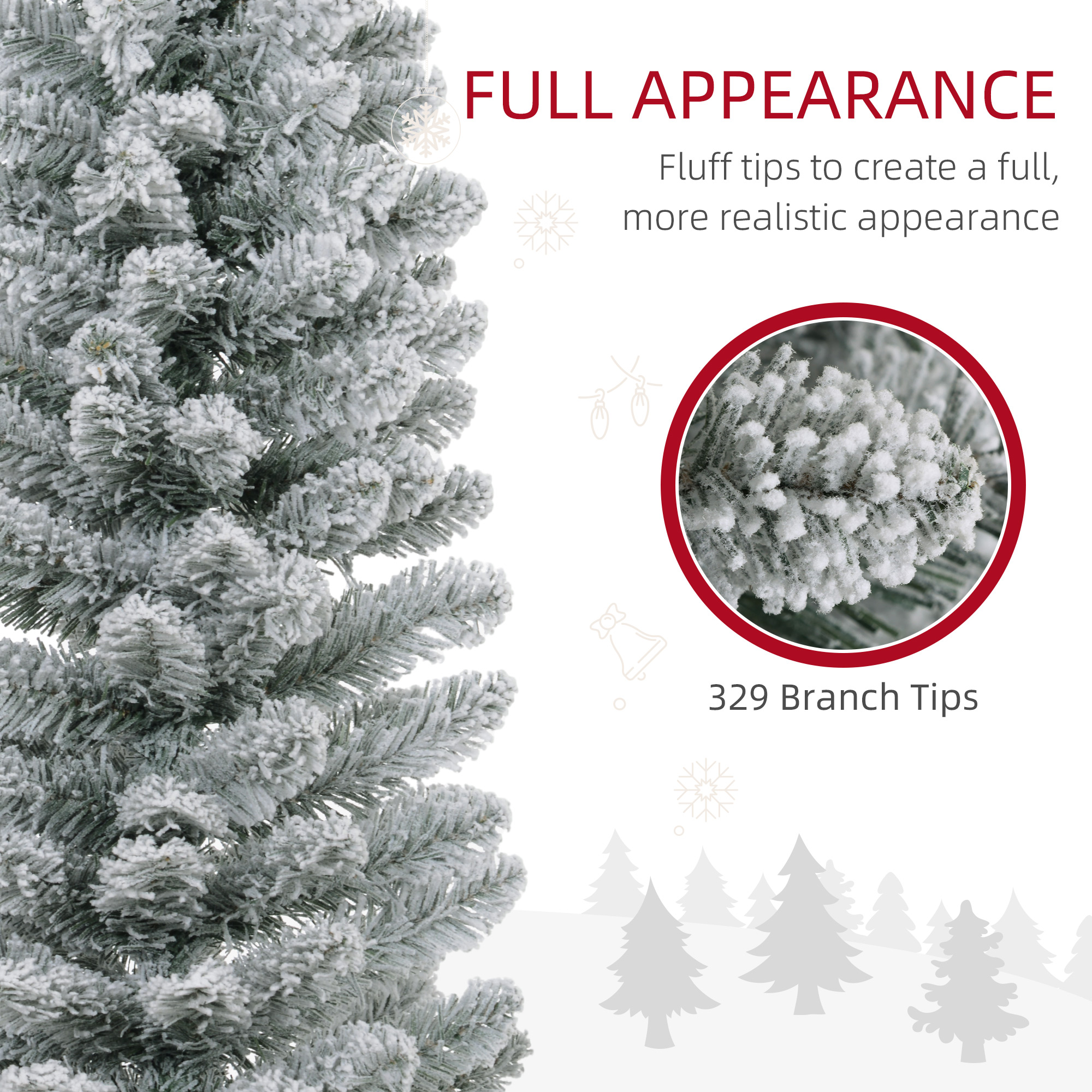6ft Artificial Snowy Pencil Christmas Tree - White — image 3