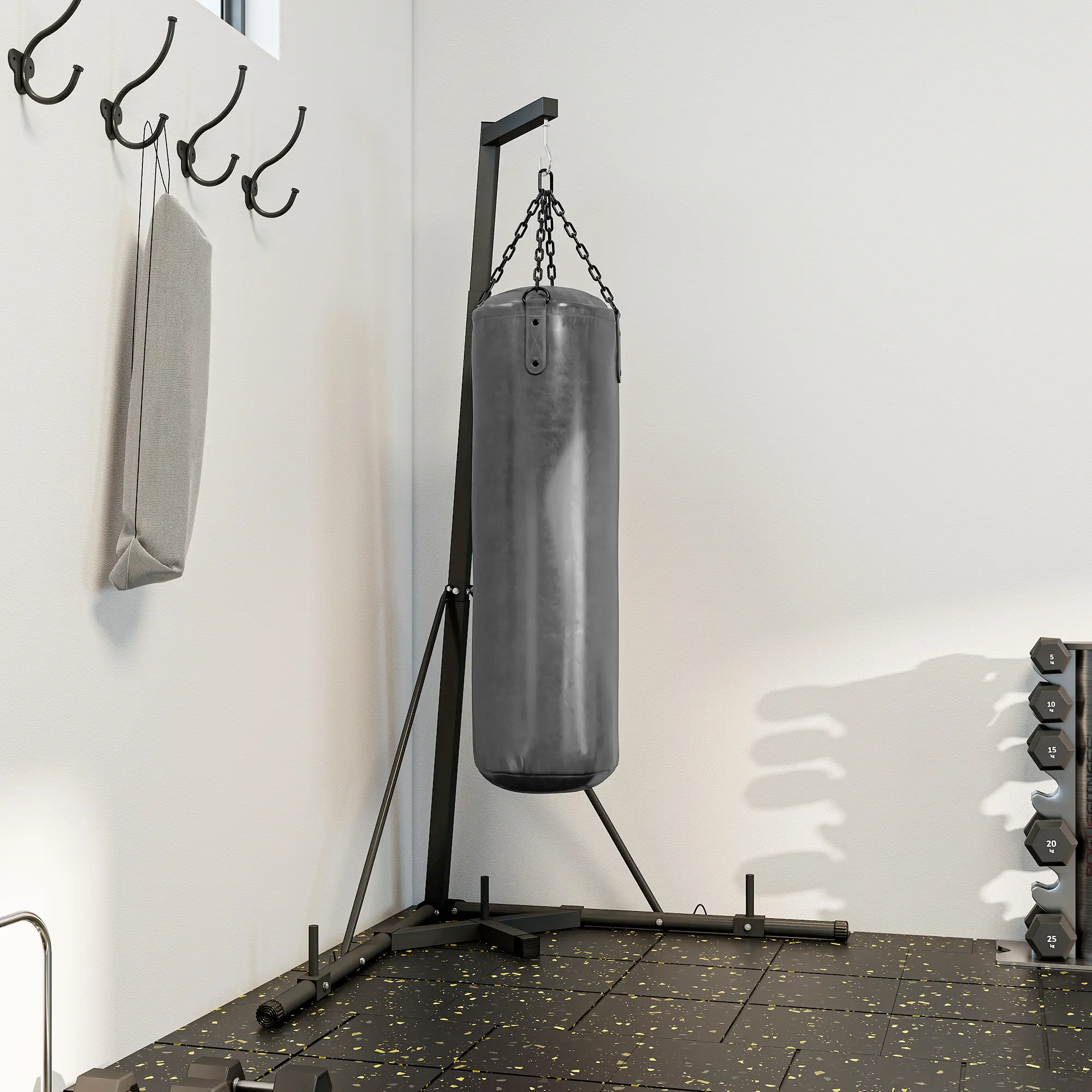 Foldable Heavy Punching Bag Stand with Adjustable Height for Home Gym