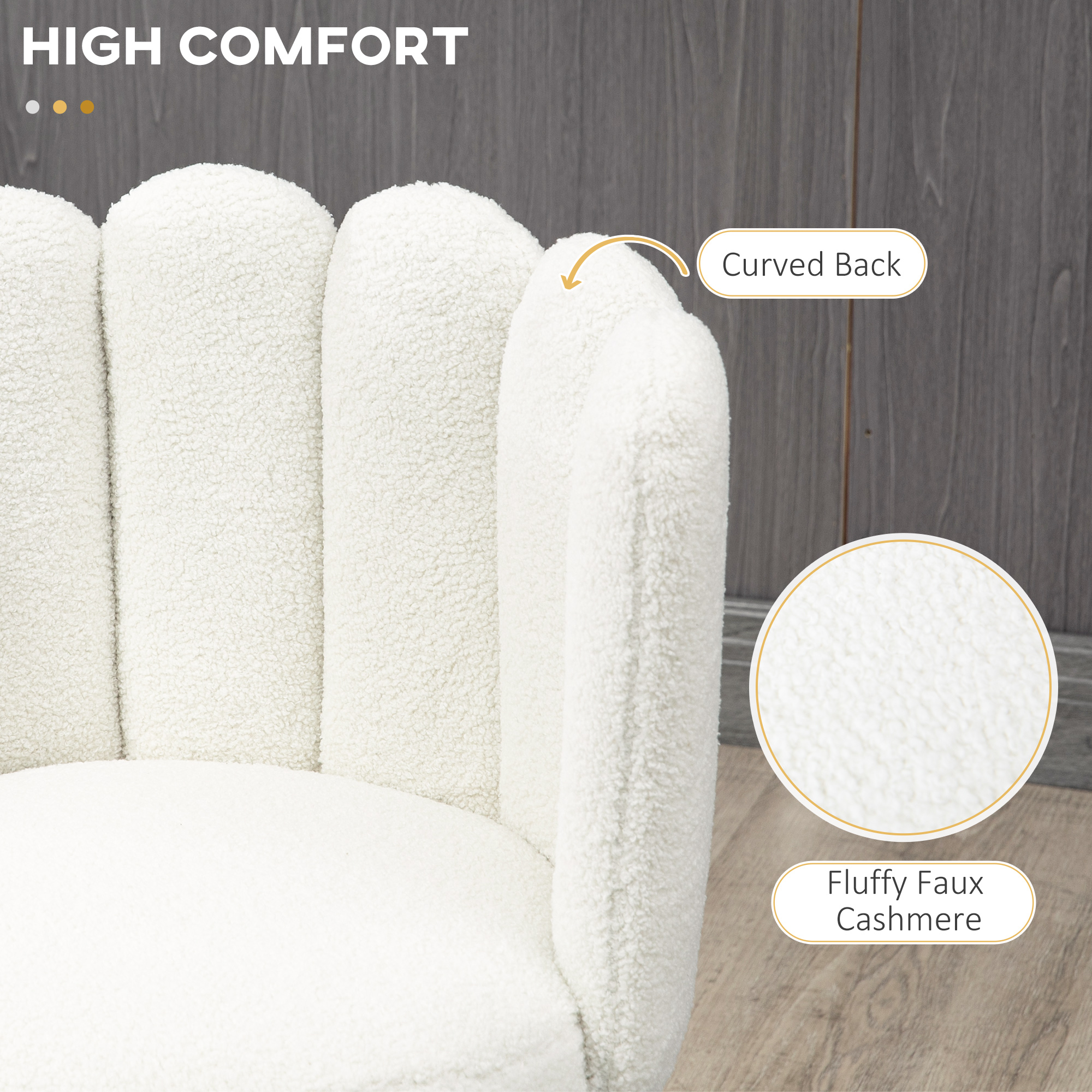 Bar Stools Set Of 2, Modern Boucle Upholstered Shell Barstools, Breakfast — image 2