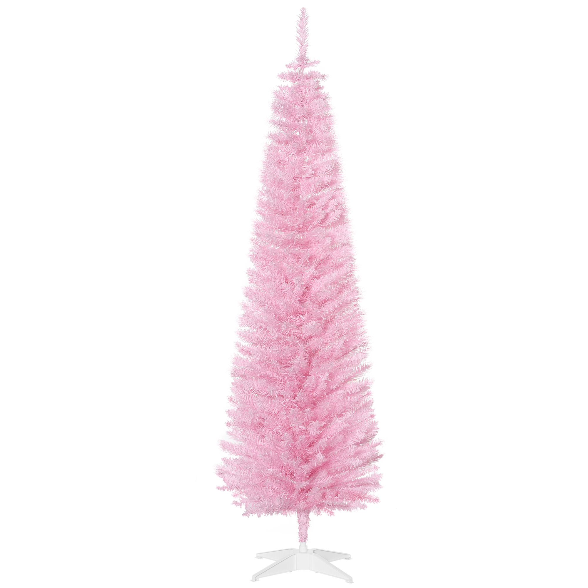  6' Artificial Pencil Christmas Tree, Slim Xmas Tree with 390 Realistic Branch Tips and Plastic Stand, Pink image 16