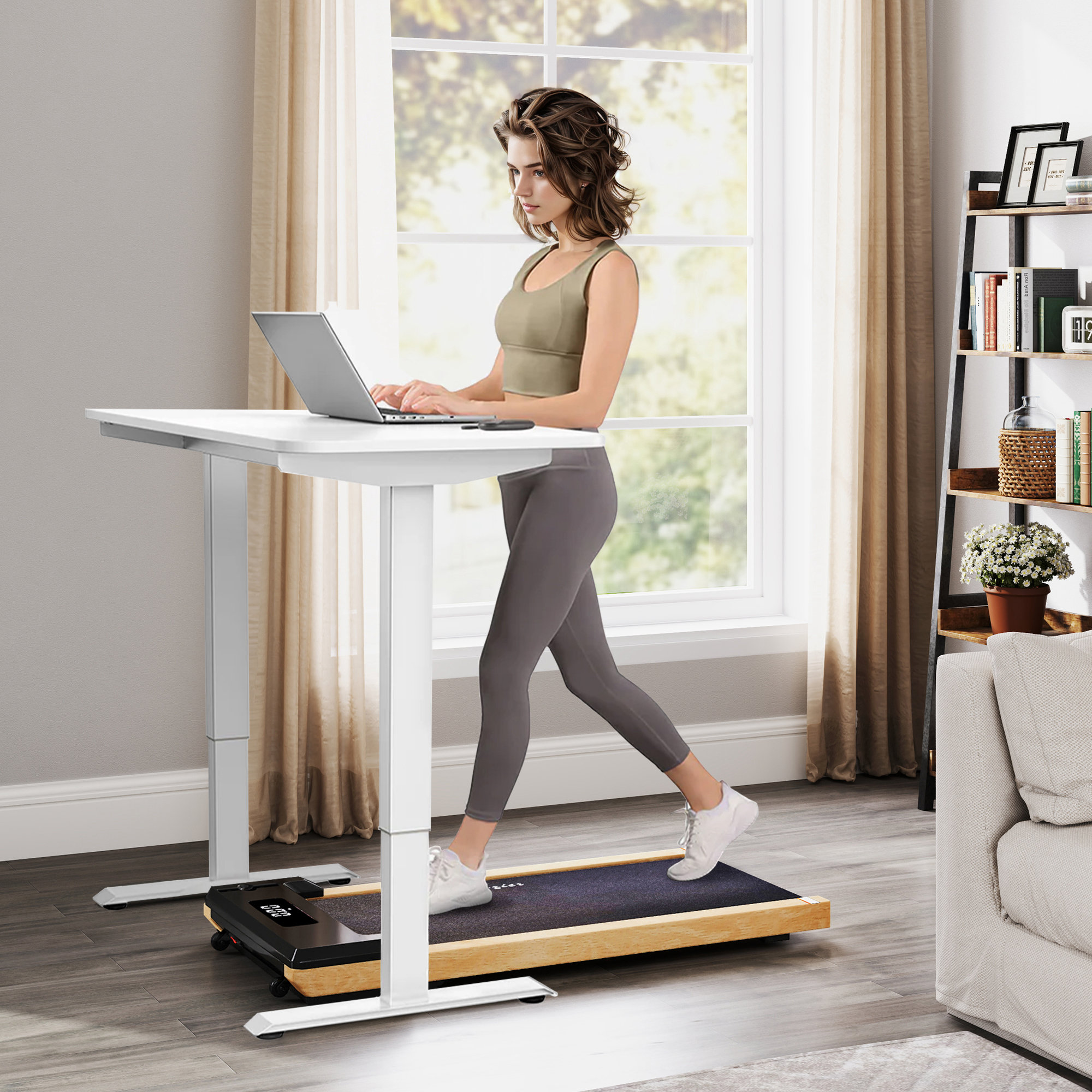 2.5HP Walking Pad — Wood Under Desk Treadmill with Remote — photo 4