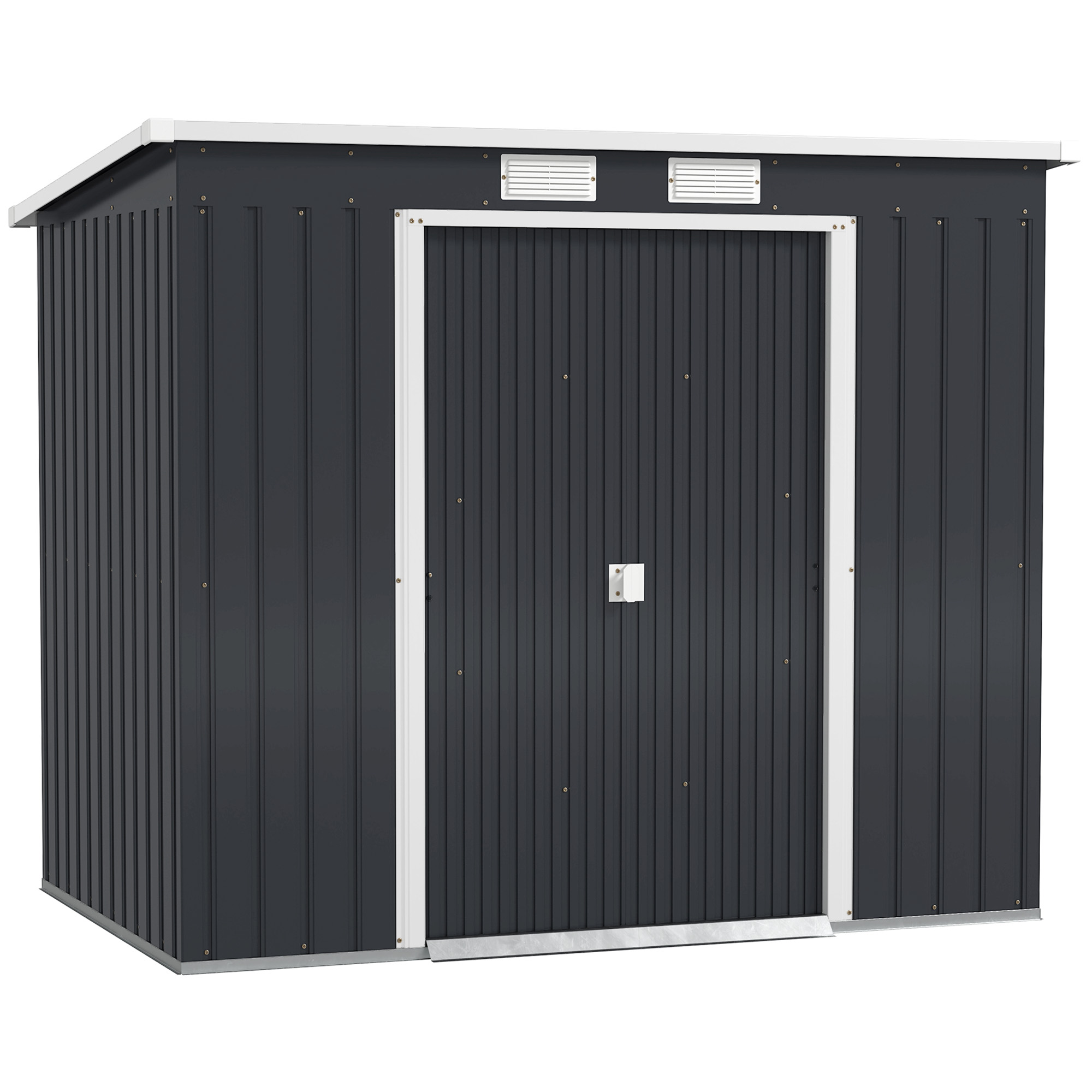 7 X 4ft Galvanised Steel Garden Shed, With Foundation Kit - Dark Grey