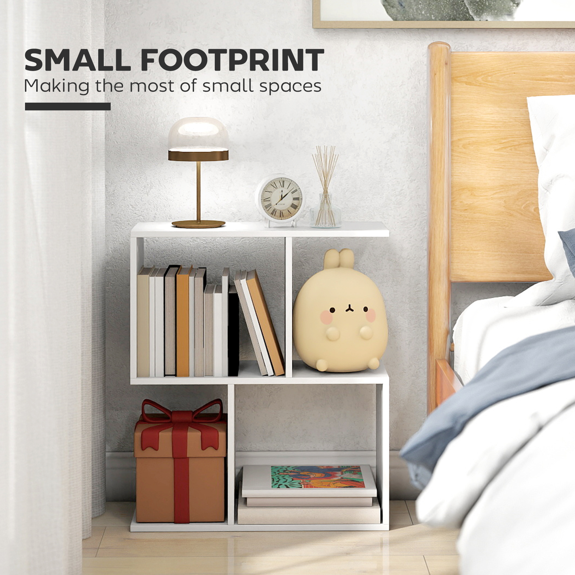 Side Table, Narrow End With Storage Shelves, S-Shaped, 3-Tier, 50W X 19.5D X — image 4