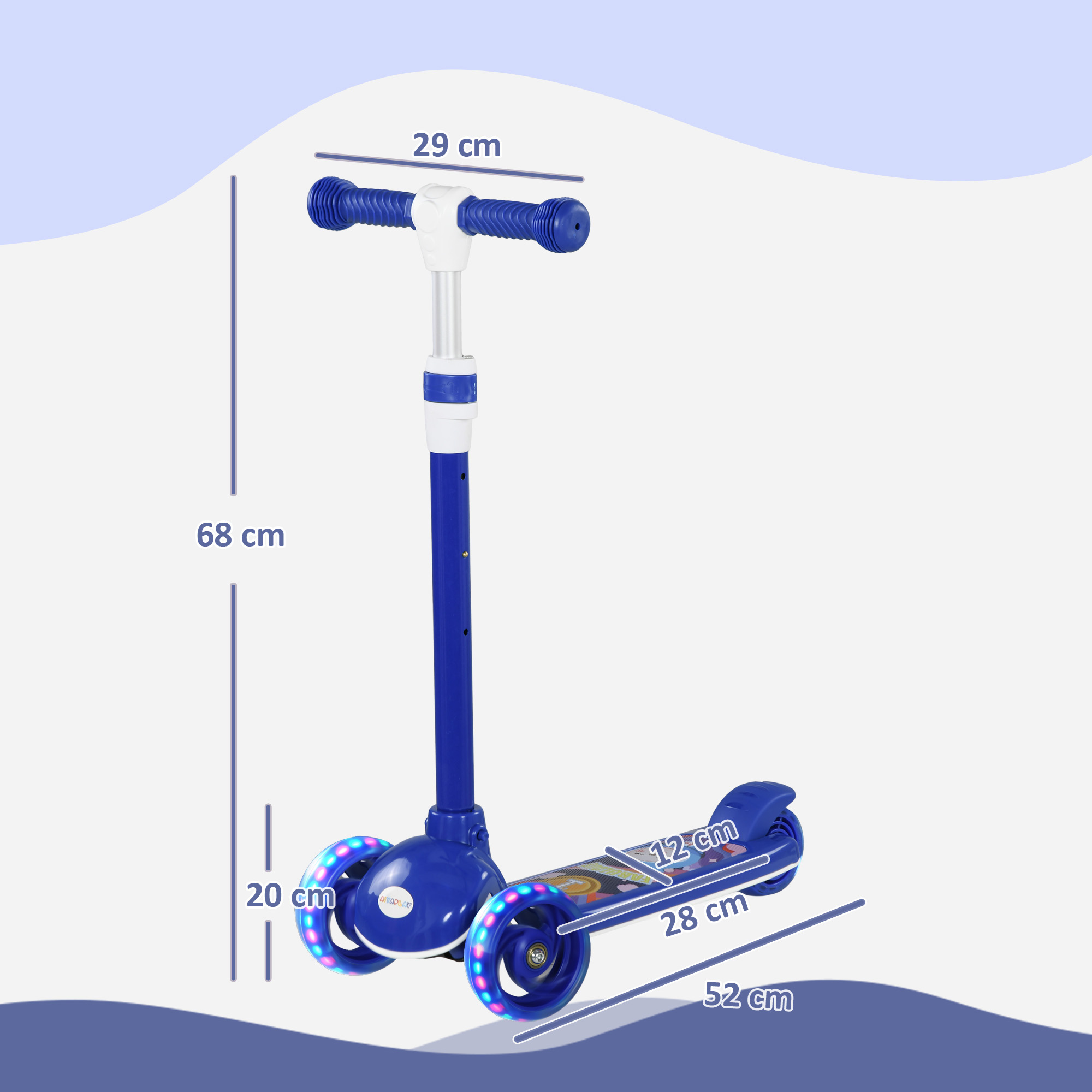 Kids 3 Wheel Scooter For 2-6 Years Old W Adjustable Height, LED Light, TPE — image 4