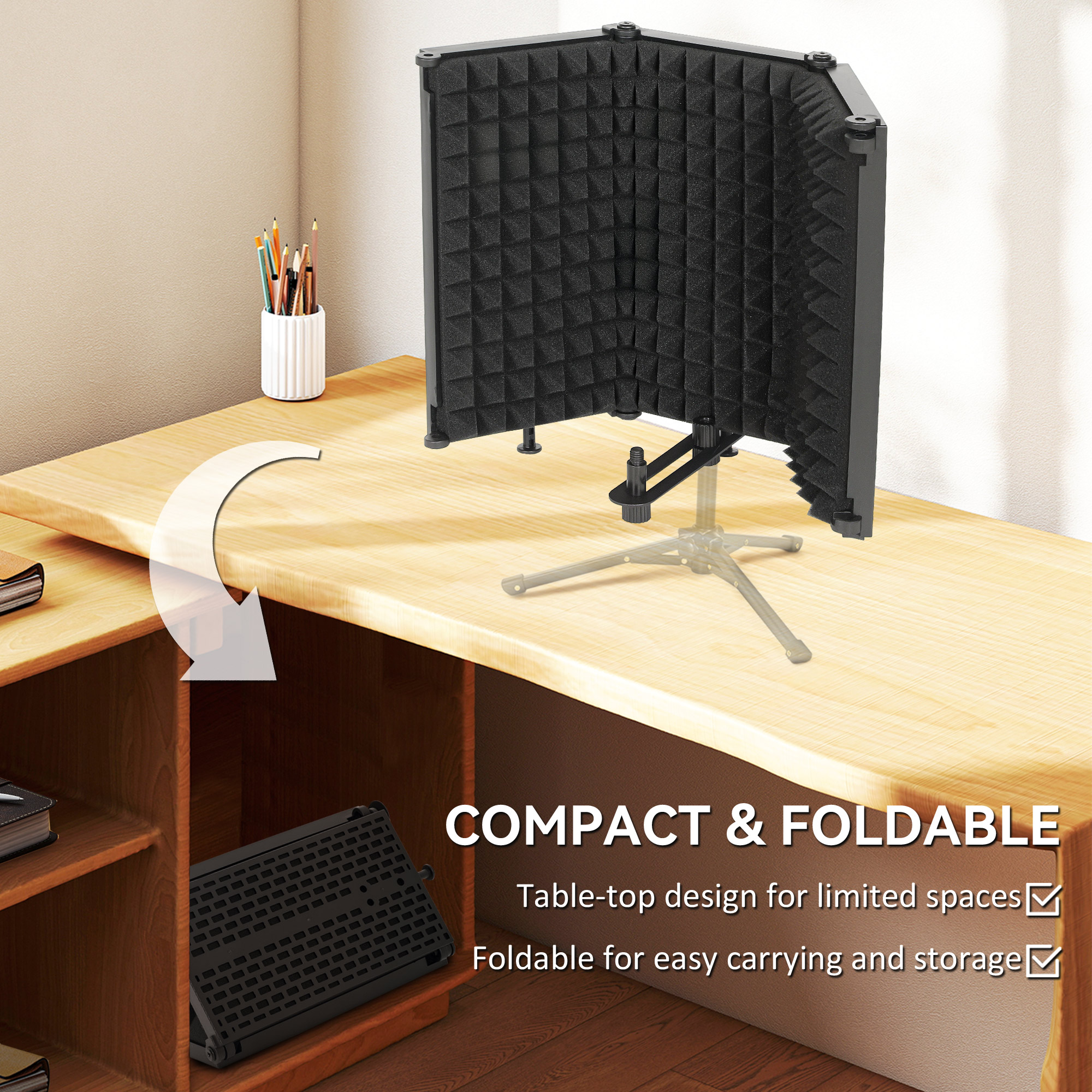 Studio Microphone Isolation Shield, Foldable Adjustable Recording Equipment