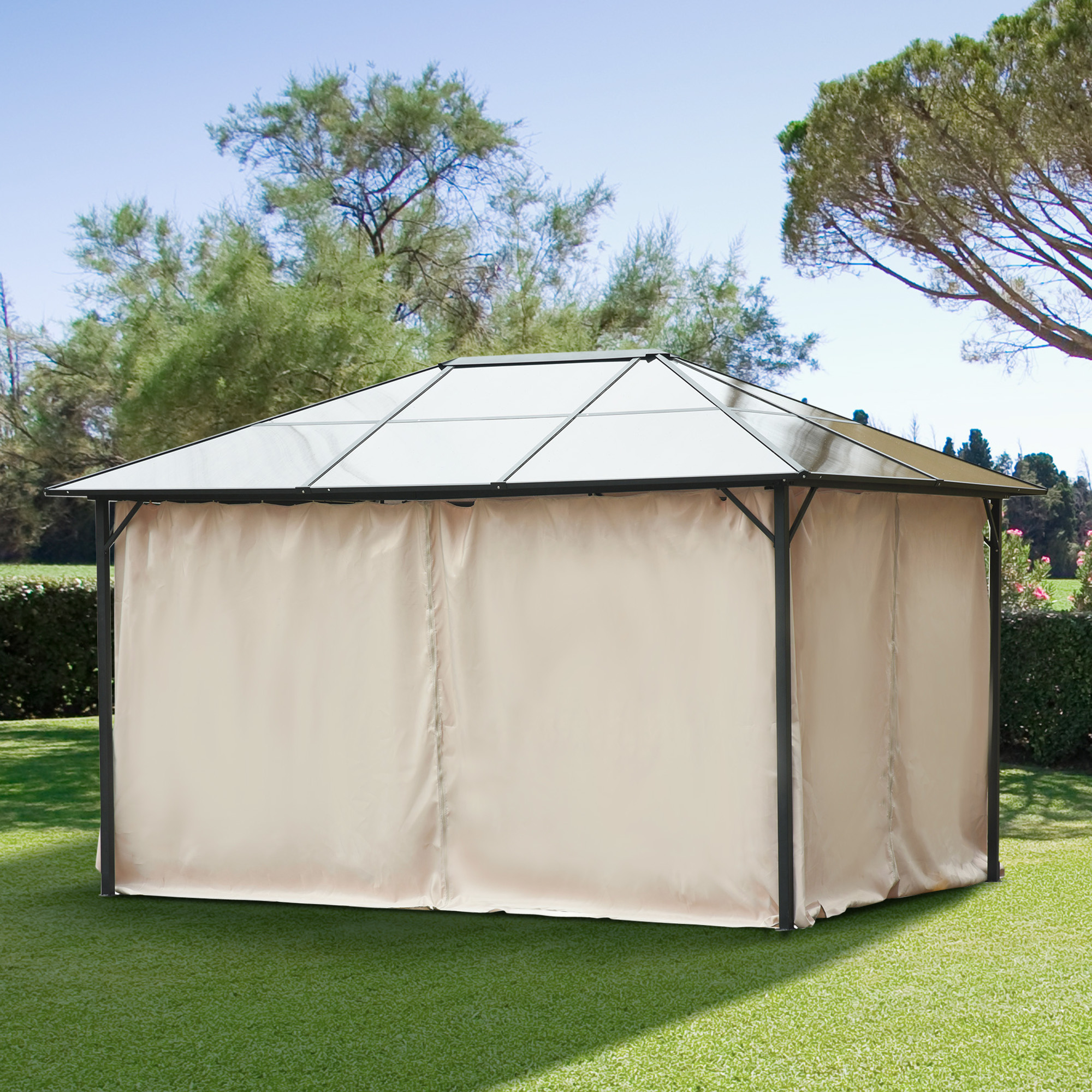 9.84 x 13.1 Gazebo Sidewall Set with Hooks/C-Rings, Beige