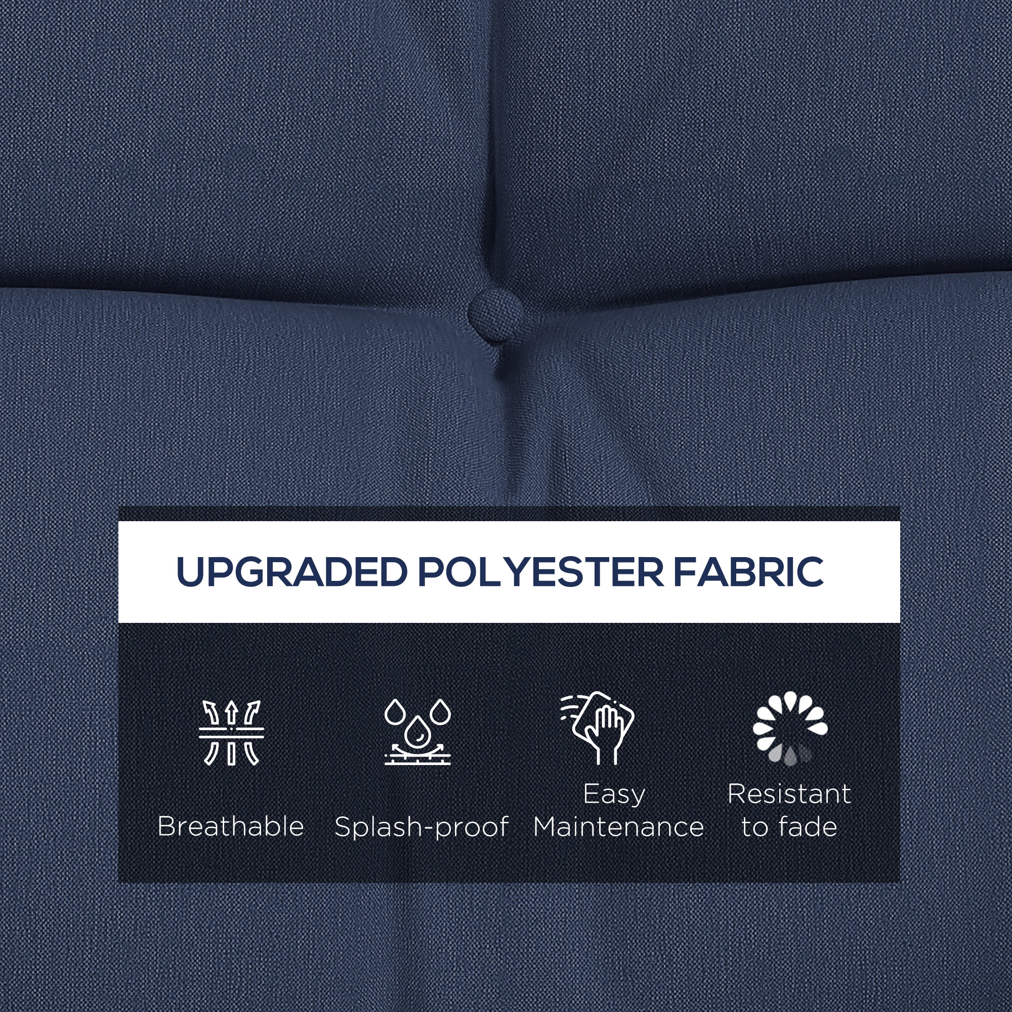  59" Tufted Bench Cushions & Throw Pillows, Replacement Bench Seat Pad, Back & 2 Pillows for Outdoor Furniture, Navy Blue