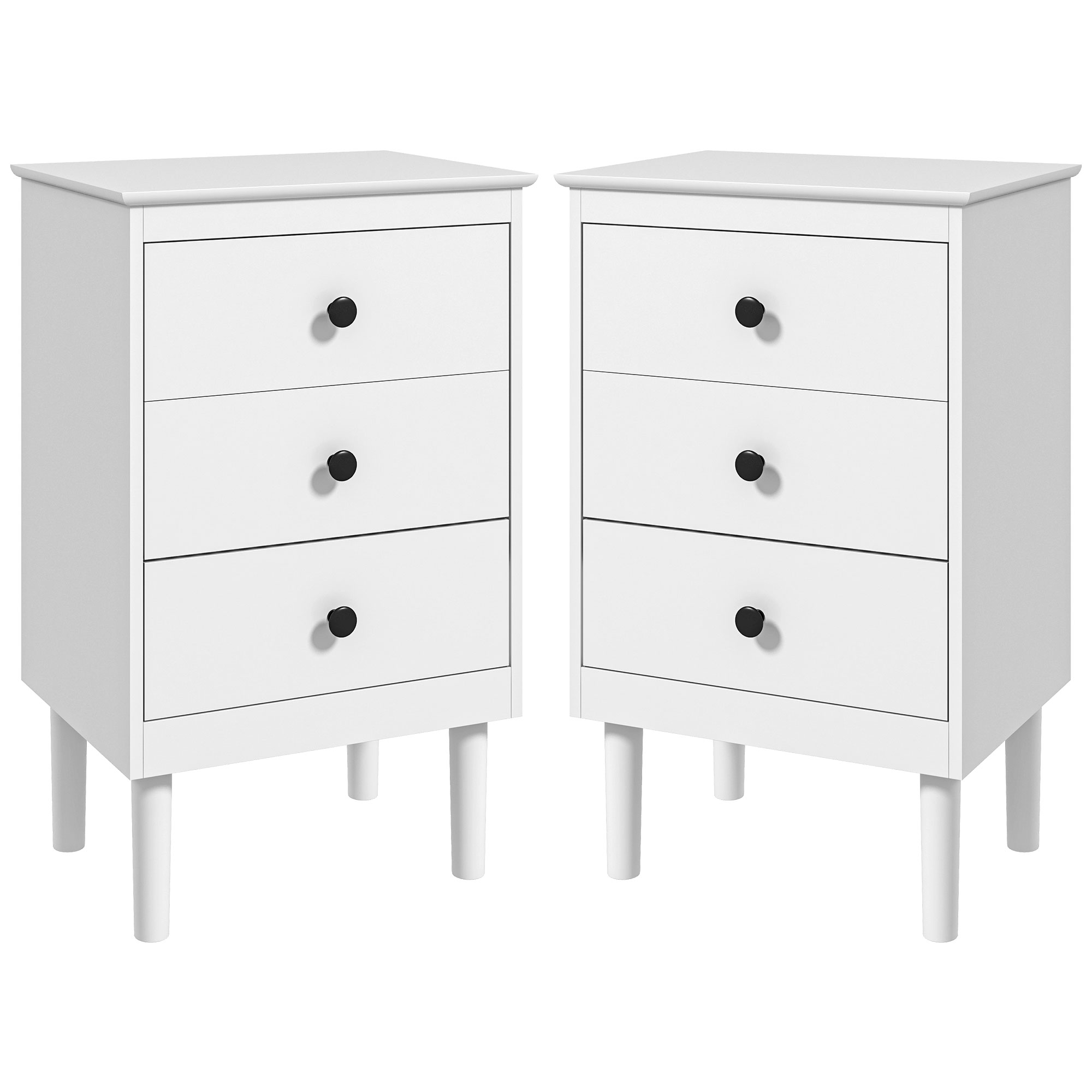 Set Of Two Three-Drawer Bedside Tables - White — image 3