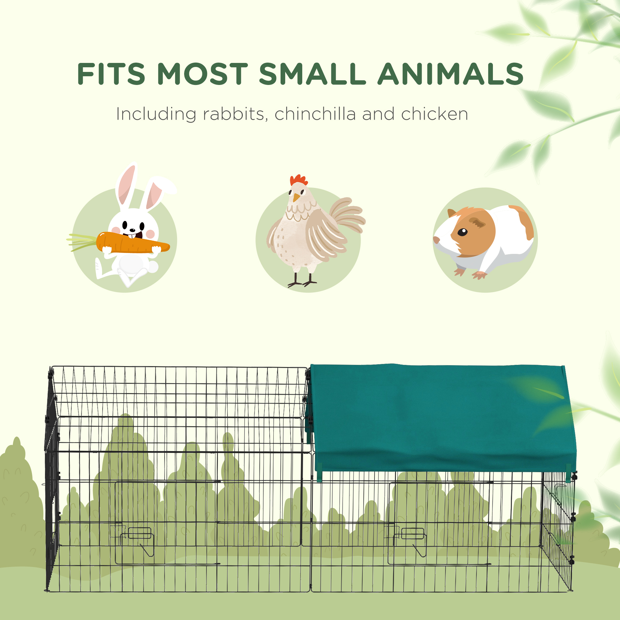  73" Small Animal Playpen with Roof for Rabbits, Chicken, Chinchillas