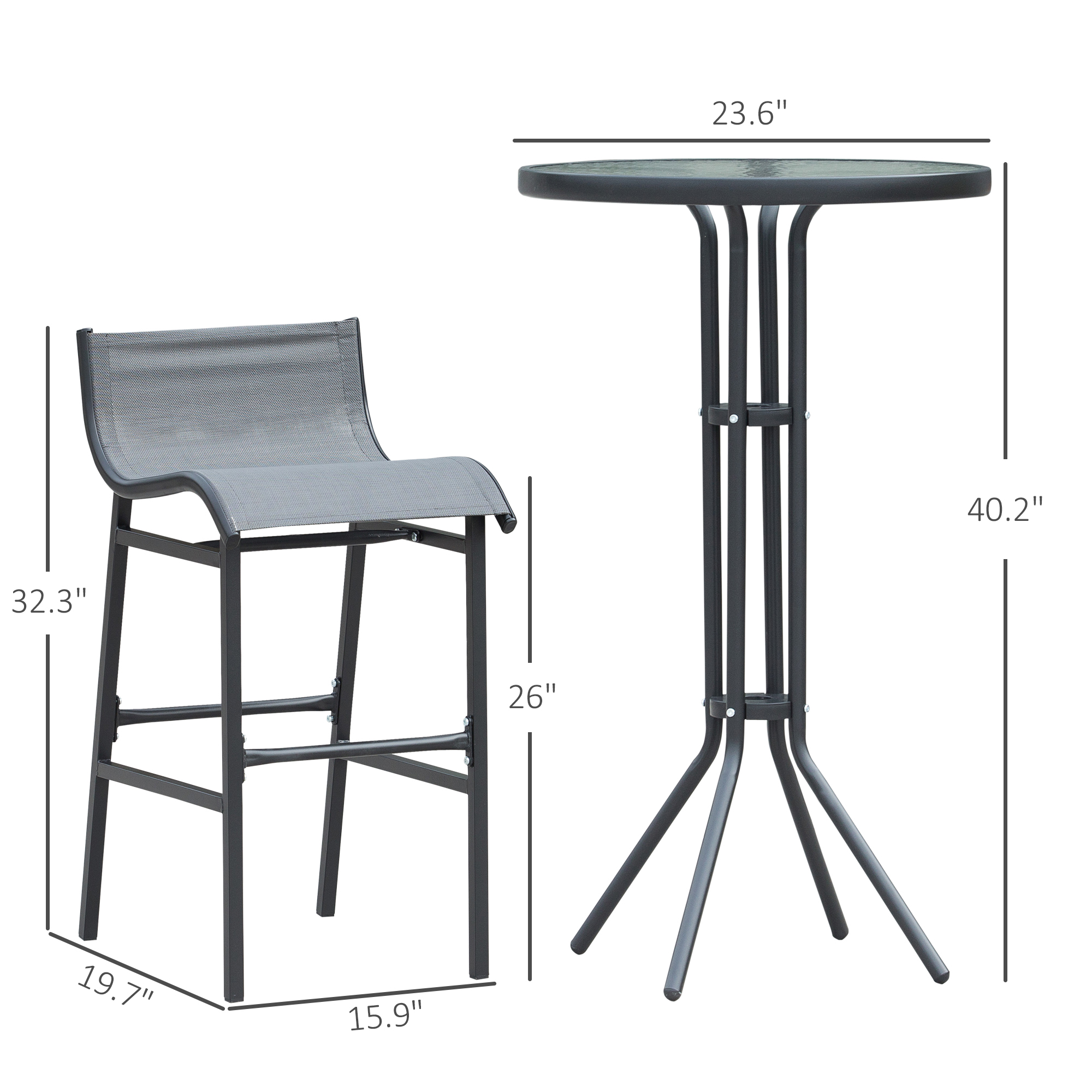 3 Piece Bar Height Bistro Set, picture 4 of 5