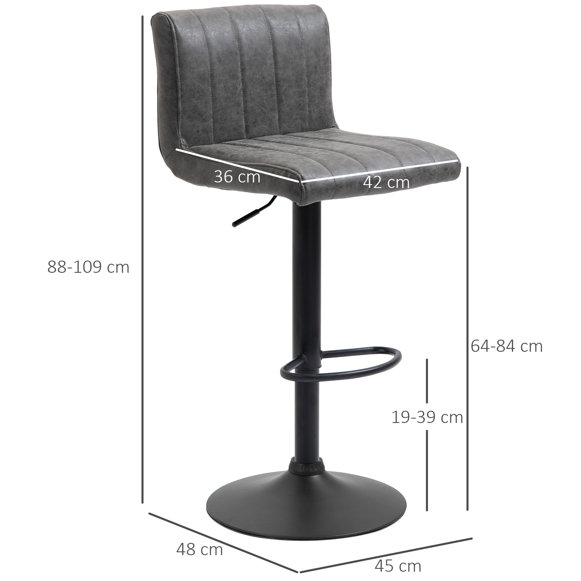 Adjustable Barstools Set Of 2, Swivel Counter Bar Chairs, Stools With Footrest — image 4