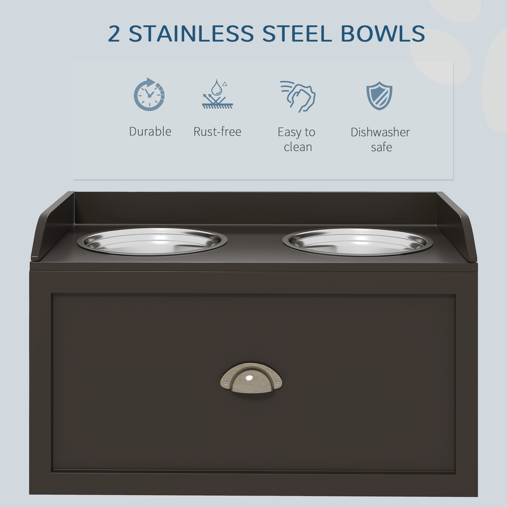  Pet Feeding Station Pet Dish Bowl Set with Storage, 2 Elevated Dog Bowls for Large Sized Dogs, Coffee