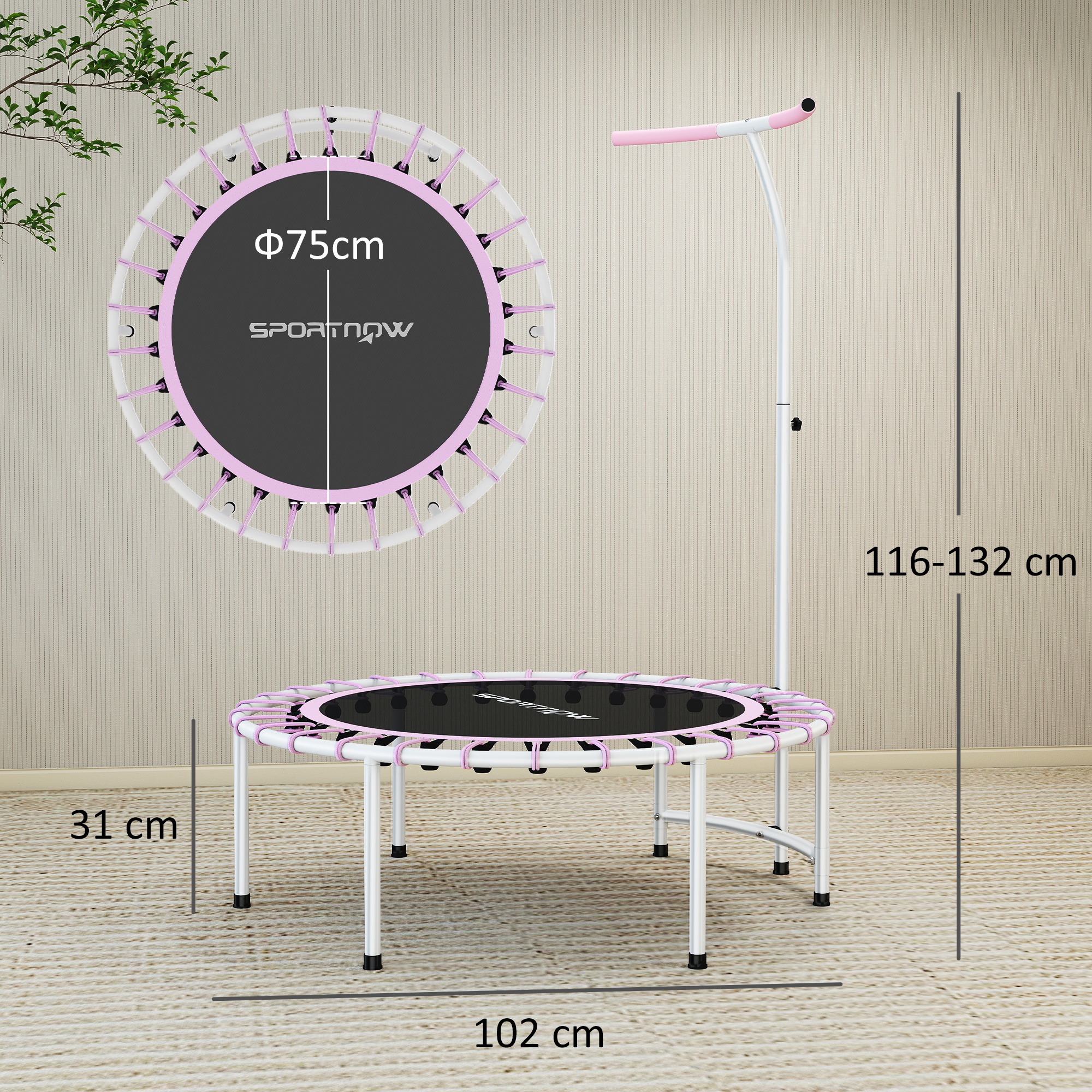 SPORTNOW 40" Fitness Trampoline, Mini Rebounder For Adults With 5-Level — image 5