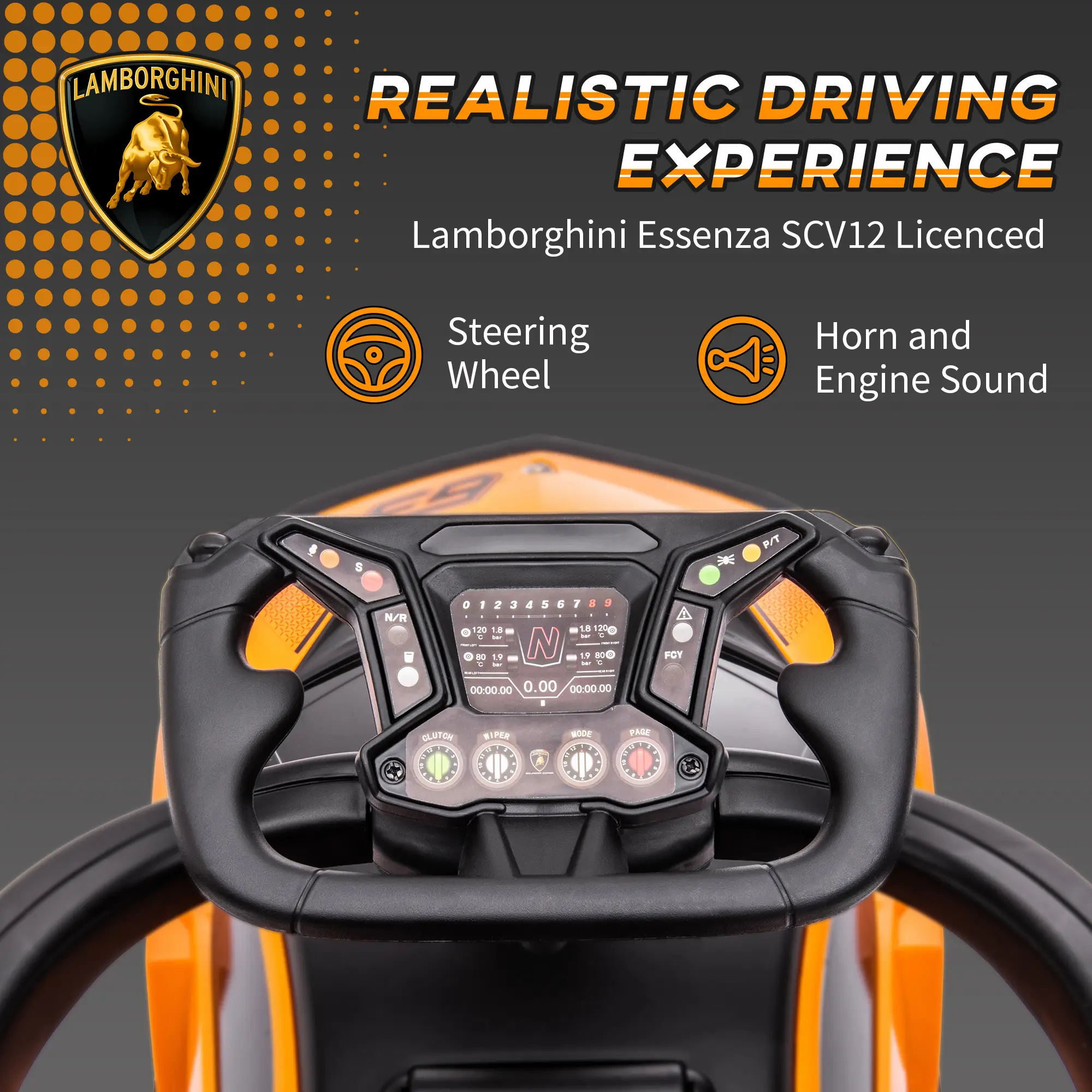 2-in-1 Ride On Push Car for Toddlers 1-3, Licensed Lamborghini Stroller Sliding Car, Push-Along with Under Seat Storage Horn Engine Sound and Steering Wheel, Ma