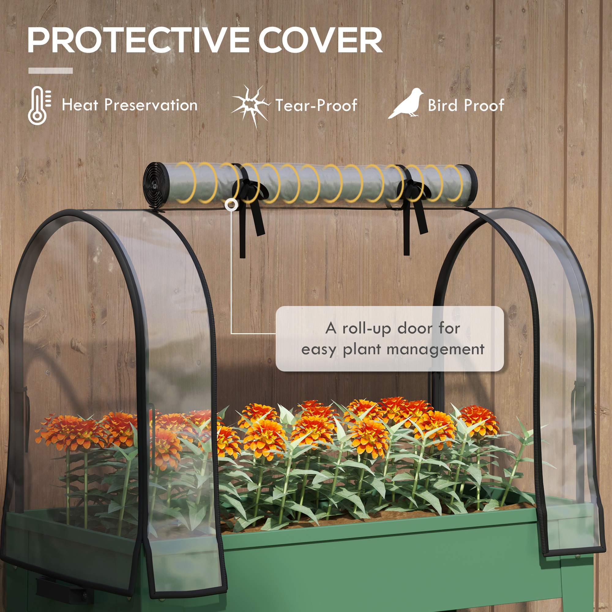 Raised Planter With Greenhouse Cover, Mobile Elevated Garden Bed Wheels — image 5