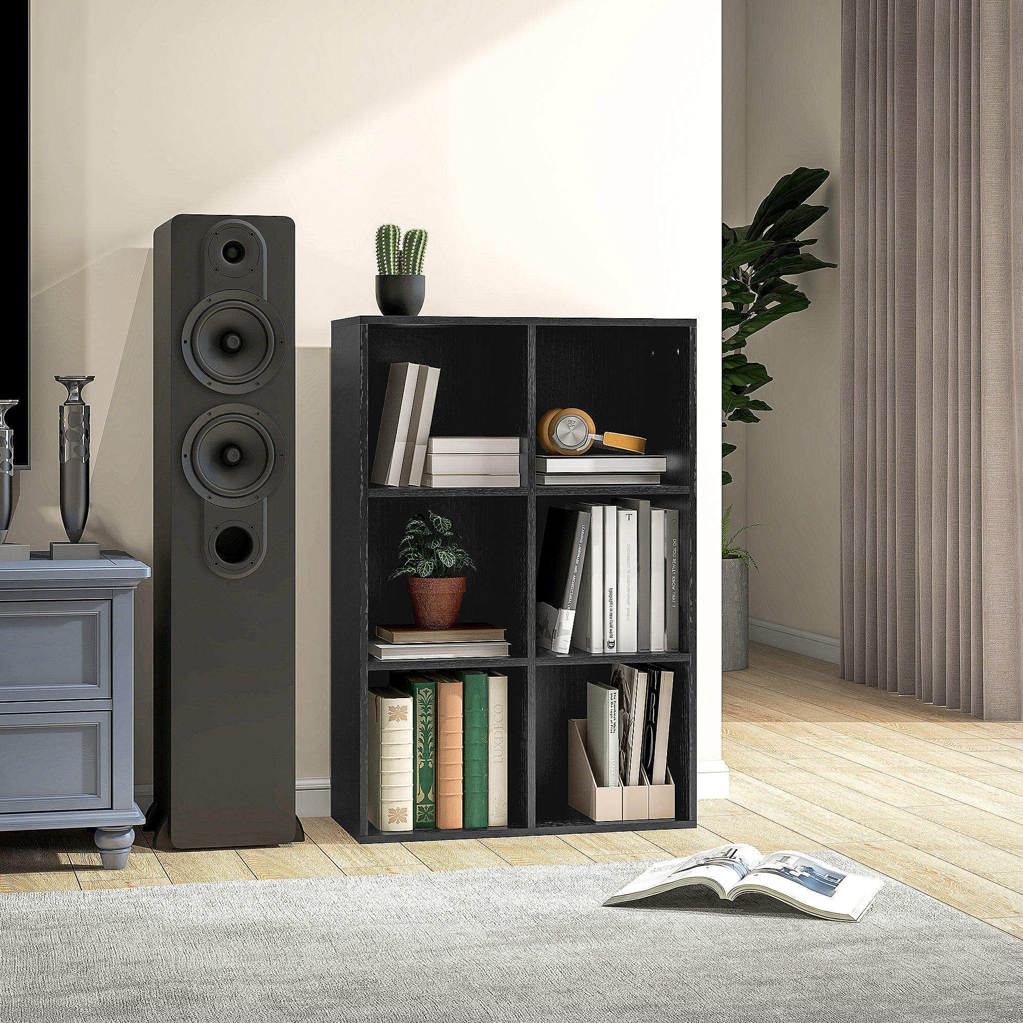 Six-Cube Bookcase - Black Wood Effect — image 2
