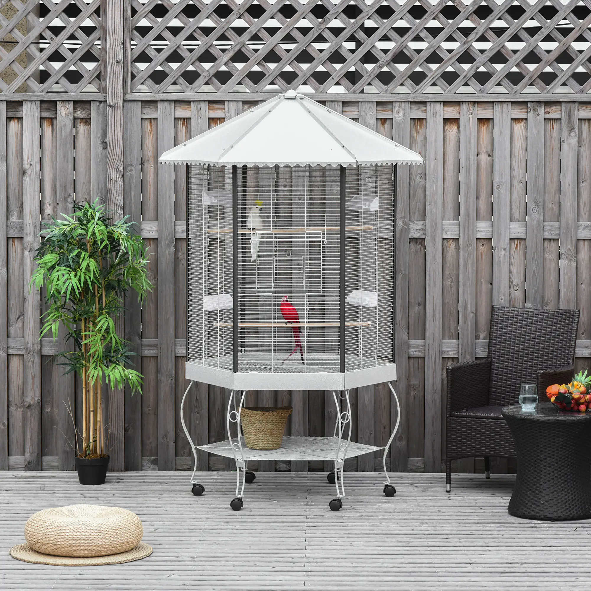 77" Flight Bird Cage Hexagon Covered Canopy