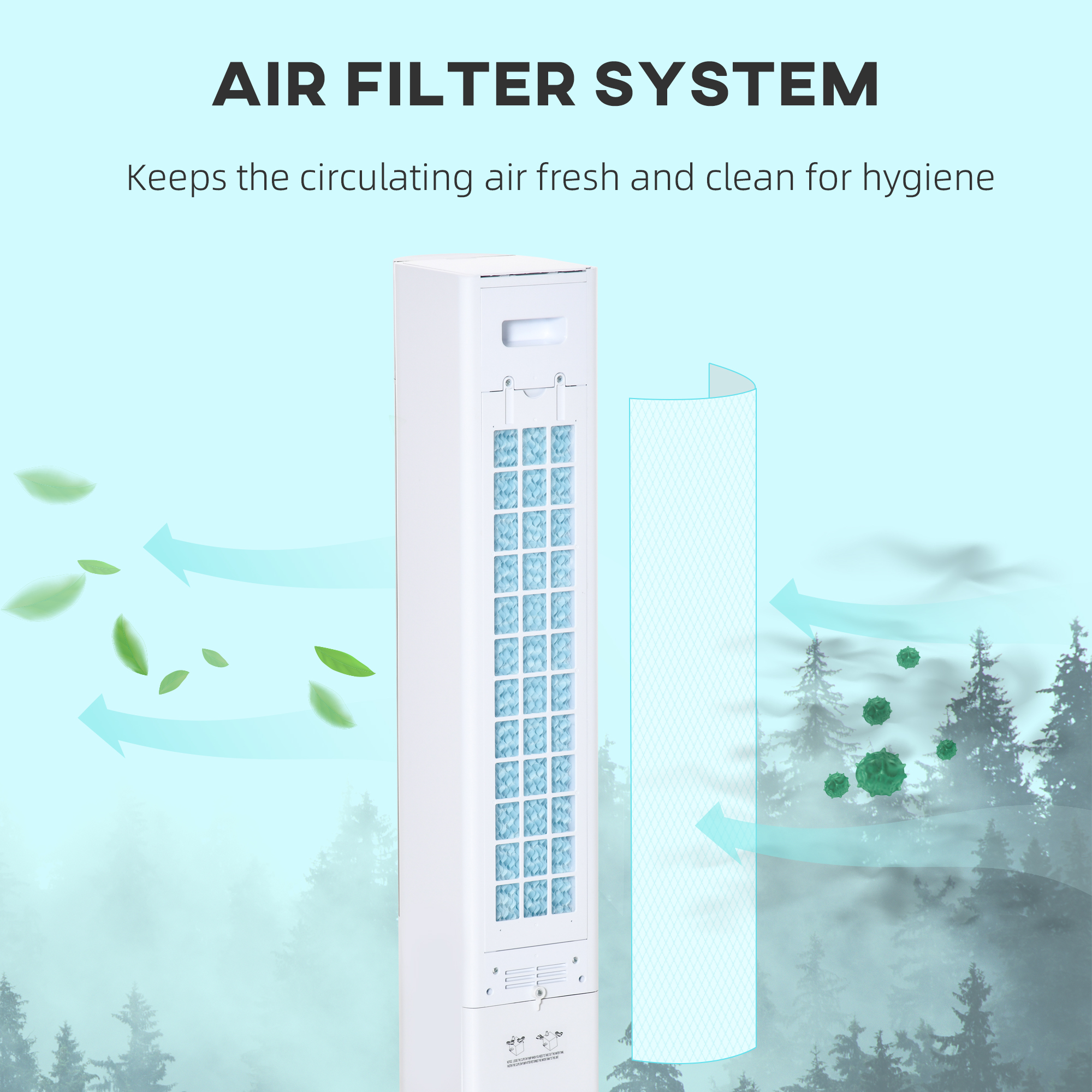  42" 3-In-1 Evaporative Air Cooler with Water Tank, 52° Oscillating Portable Swamp Cooler with Humidifier, Ice Cooling Fan for Home Office, 3 Modes, 3 Speeds, 12H Timer, Remote, White