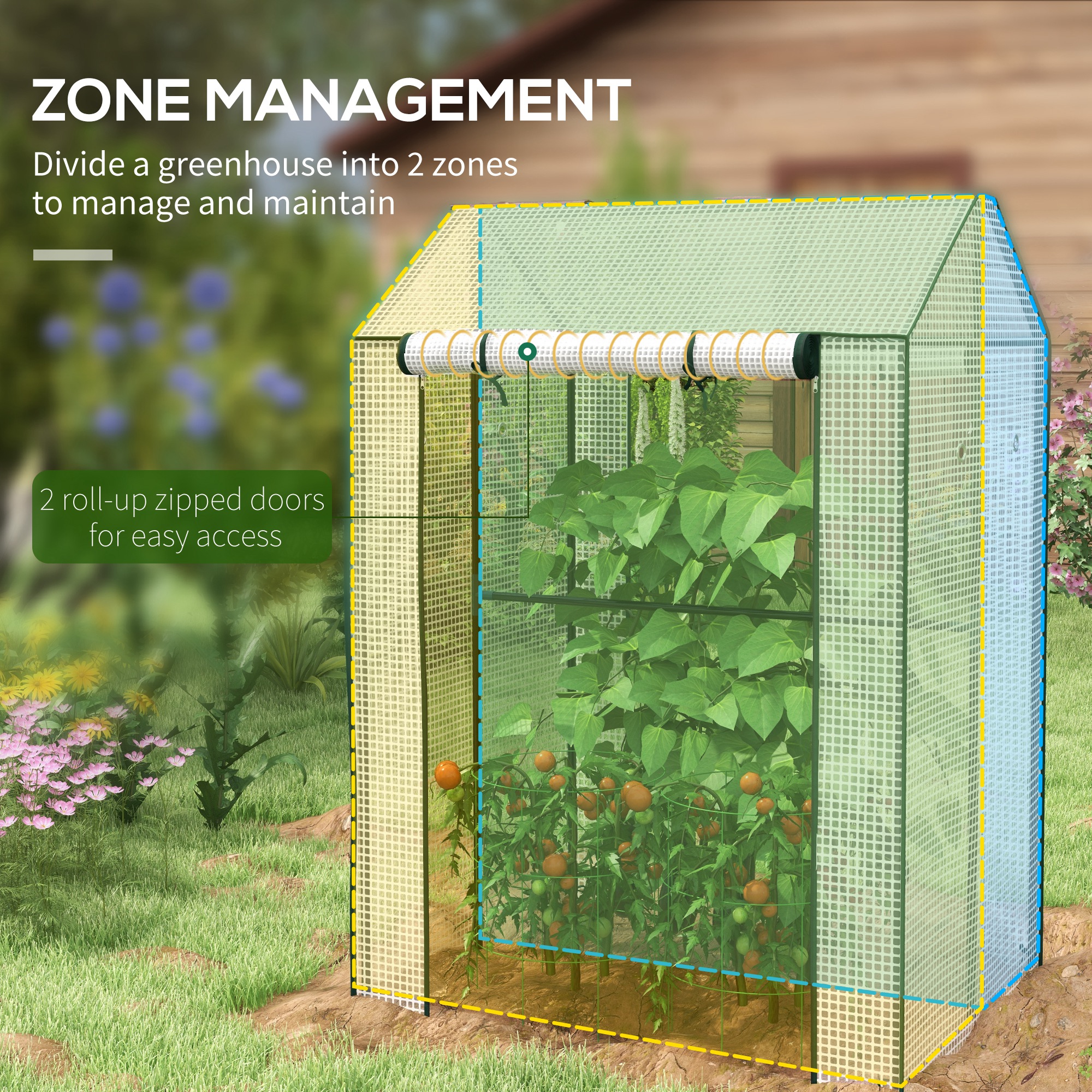 Green House, Mini Greenhouse With 2 Roll-up Doors, Vent Holes And Reinforced — image 5