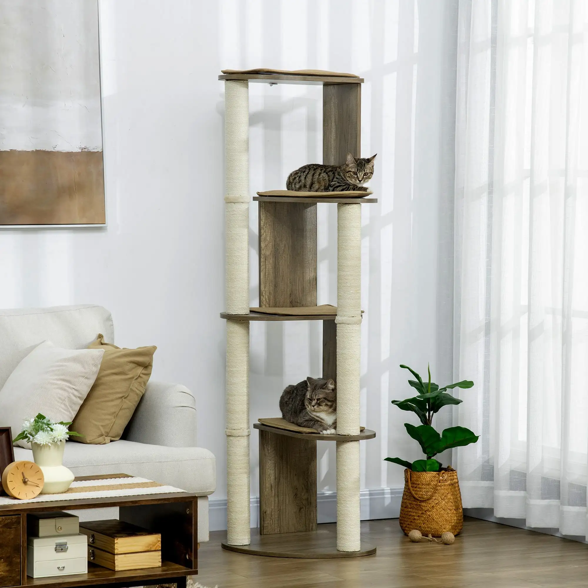 65" Corner Modern Cat Tree Tall