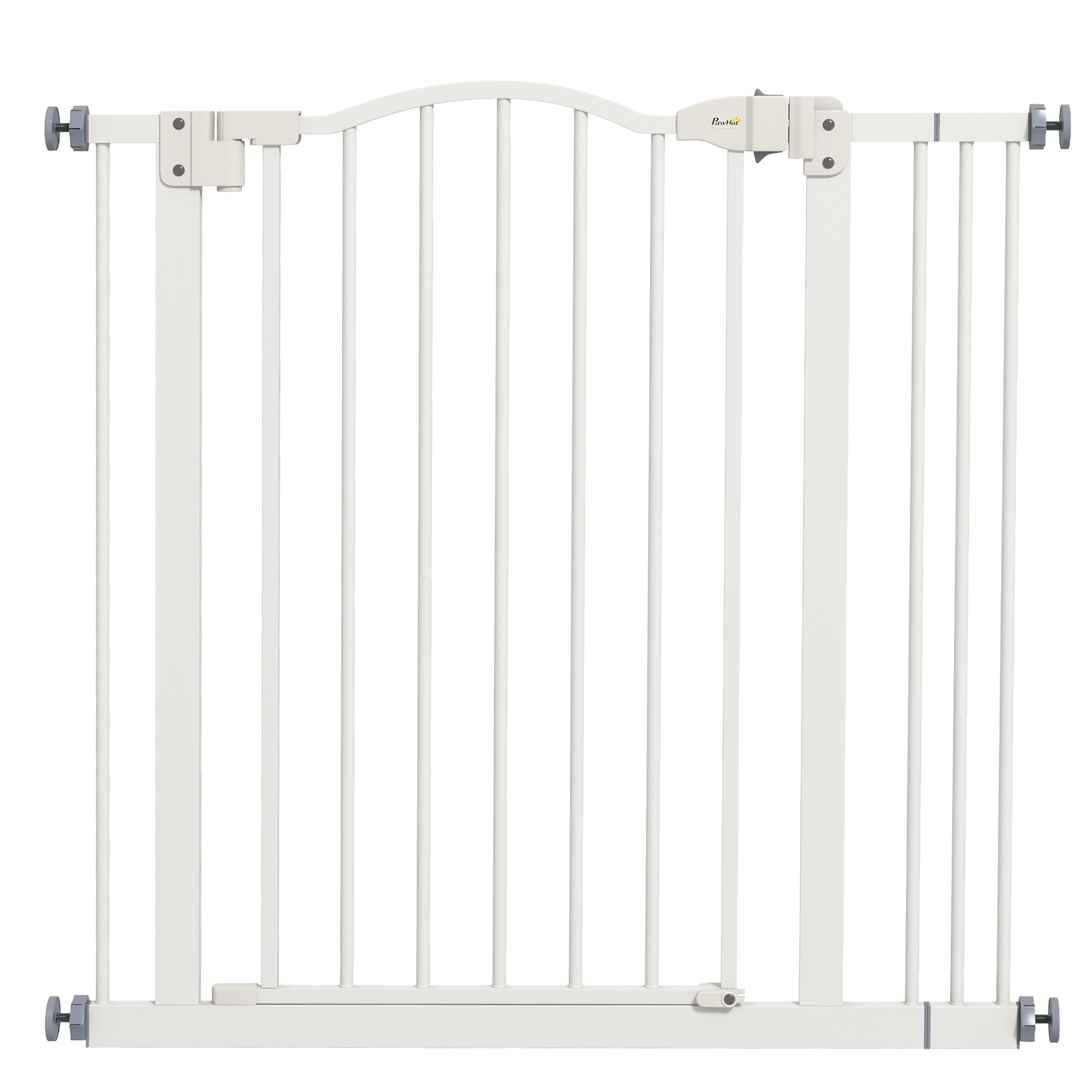PawHut Metal 74-87cm Adjustable Pet Gate Safety Barrier W/ Auto-Close Door White - Image 1