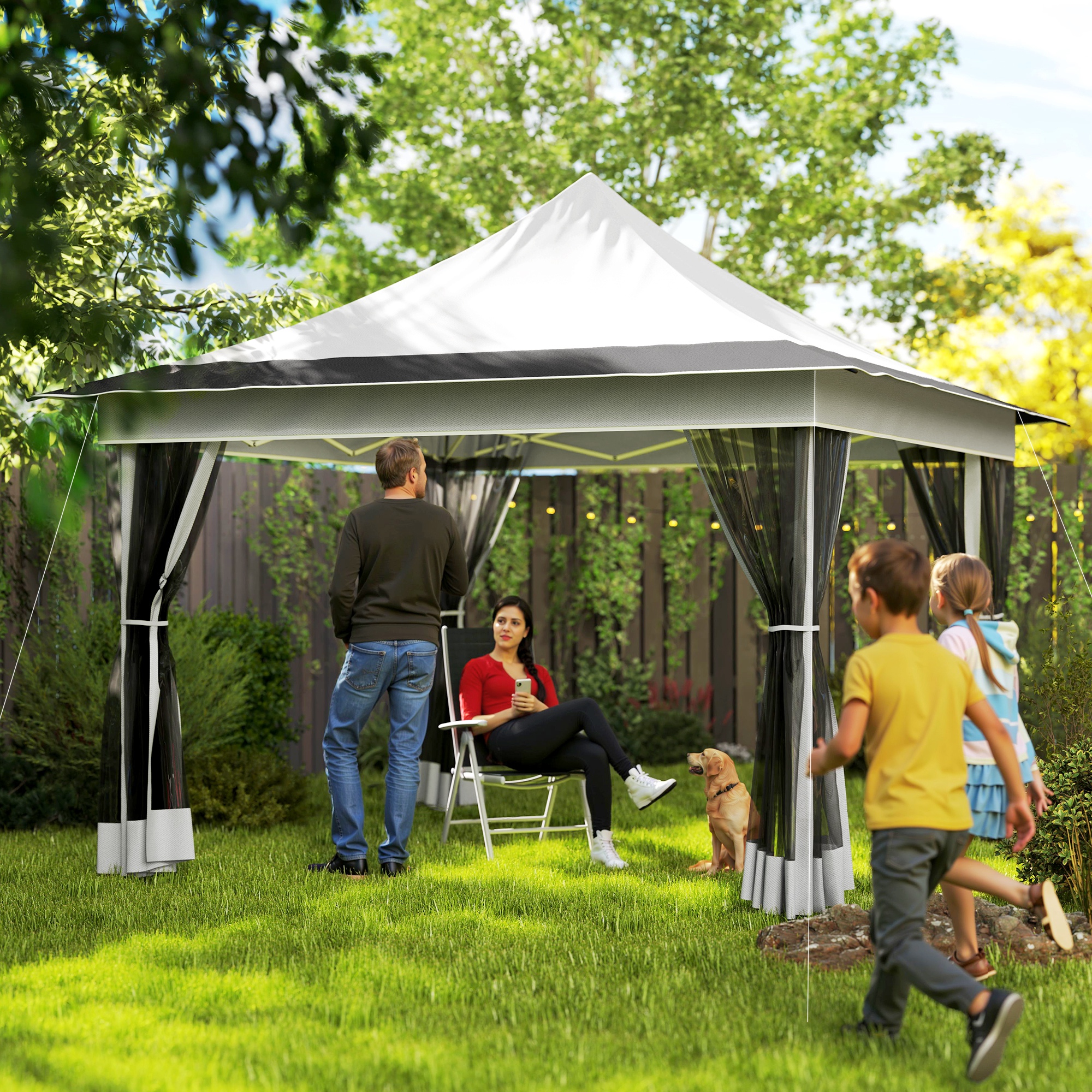12 x 12 ft. Canopy Tent with Mesh Netting, UPF50+ Pop Up Tent with Carry Bag for Garden, Patio, Light Gray