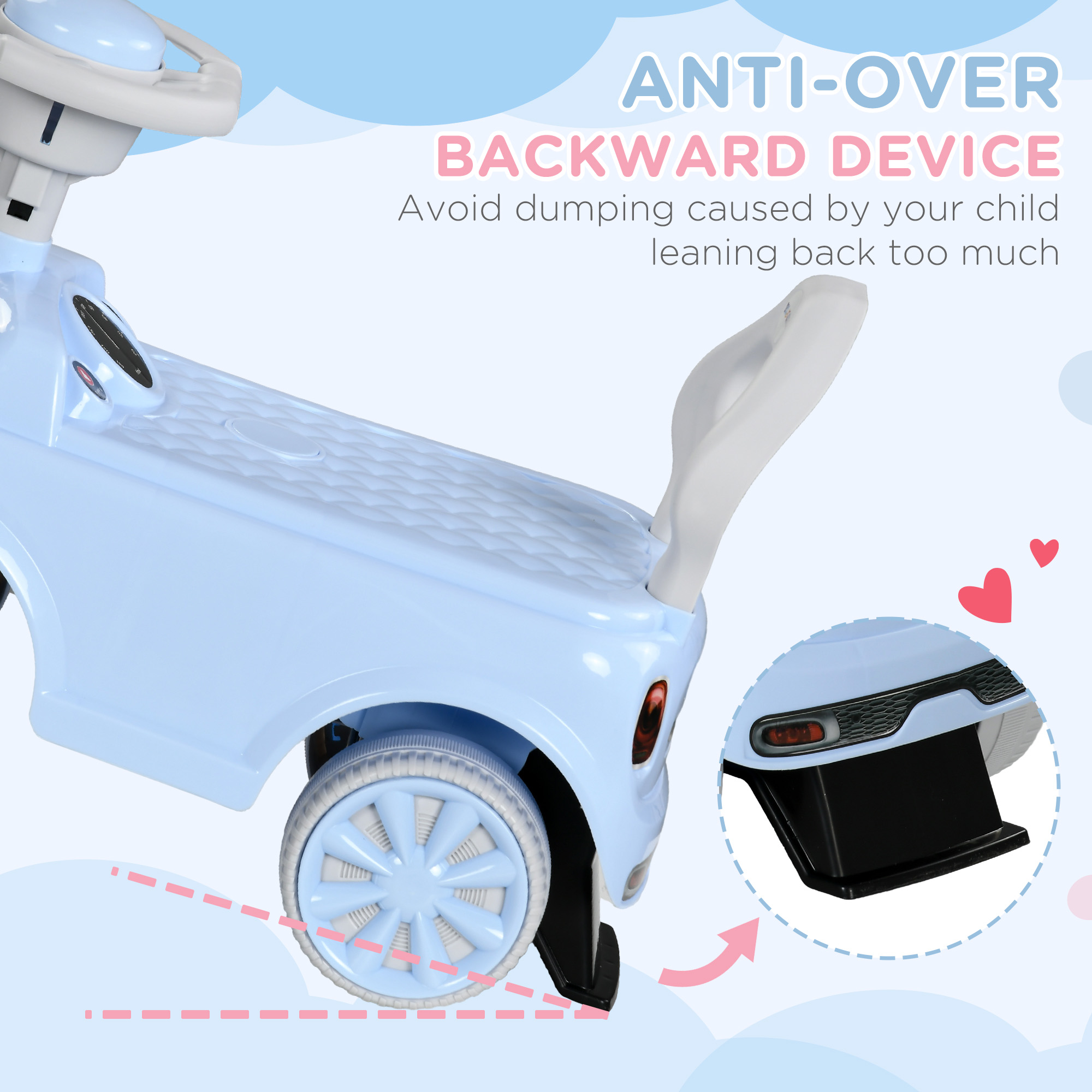Foot To Floor Ride On Car Sliding W/ Air Horn, Anti-Over-Backwards, 18 To 36 — image 2