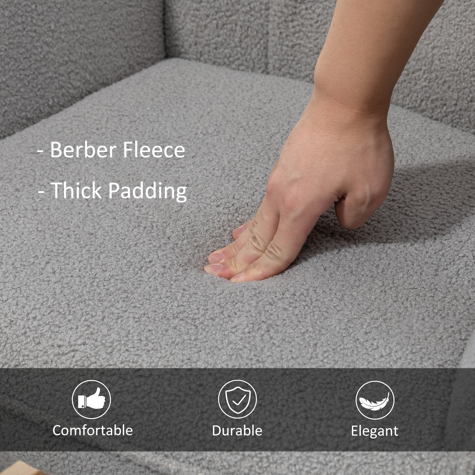 Berber Fleece Nursery Glider Rocker For Nursing, Wingback Rocking Chair Living — image 5
