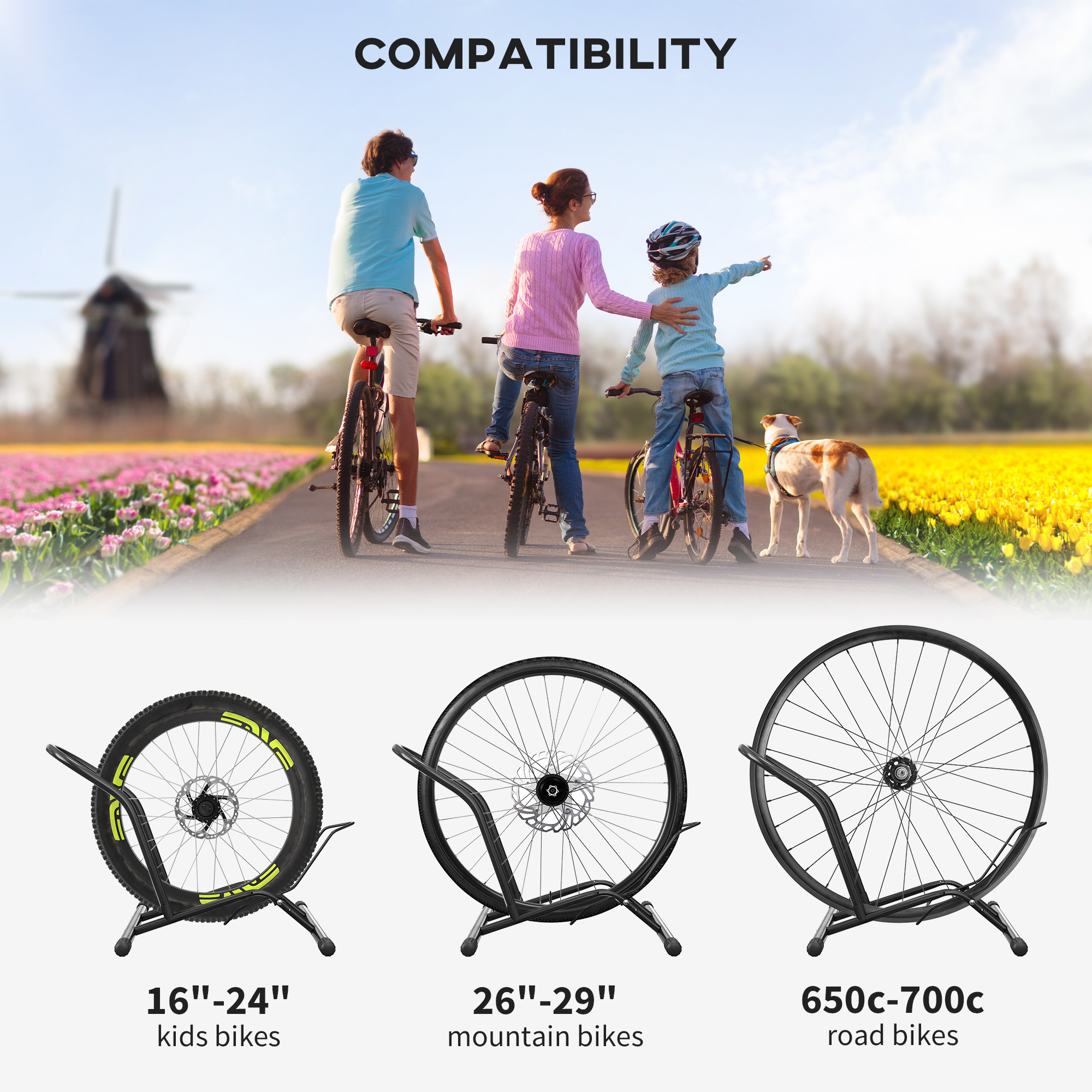 SPORTNOW Portable Bike Floor Stand, Freestanding Rack For 16"-29" — image 4