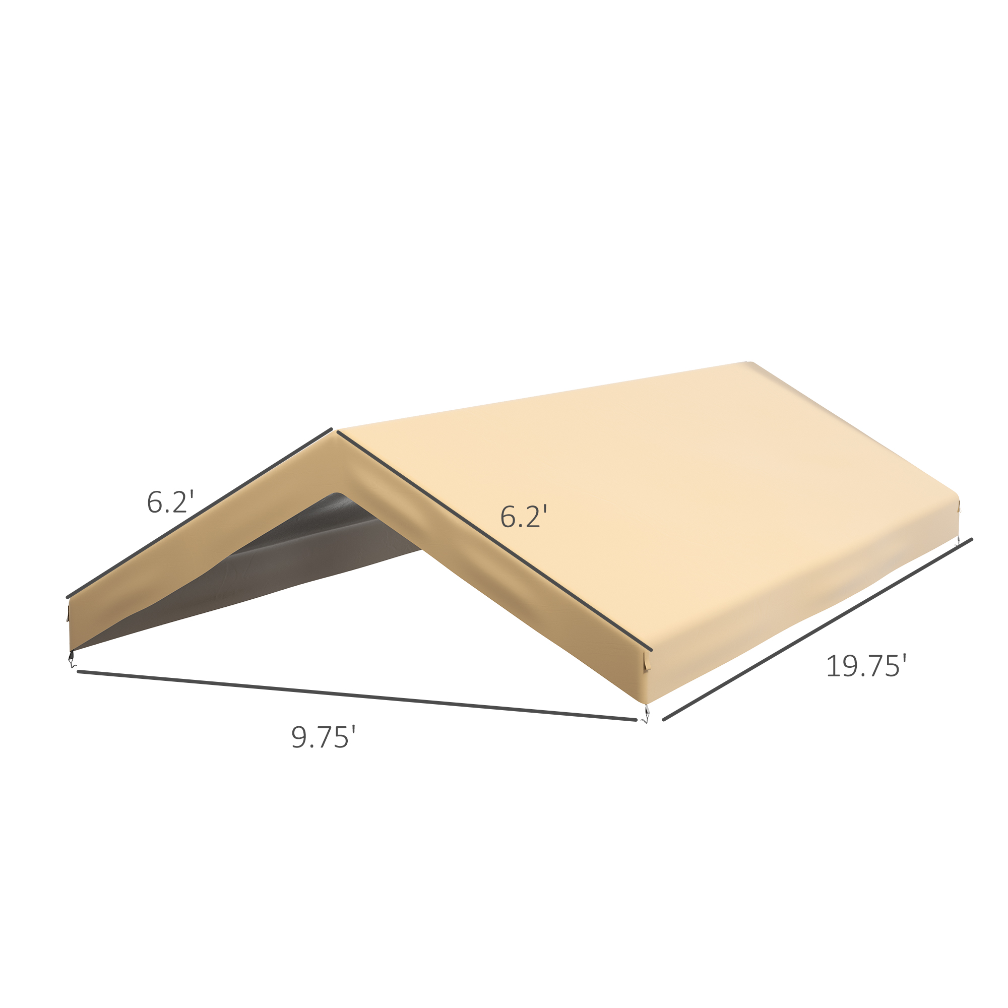 20’ x 10’ Carport Replacement Canopy for Model 84C-207WT or 84C-386V00WT with Ball Bungee Cords, Beige (Only Cover)