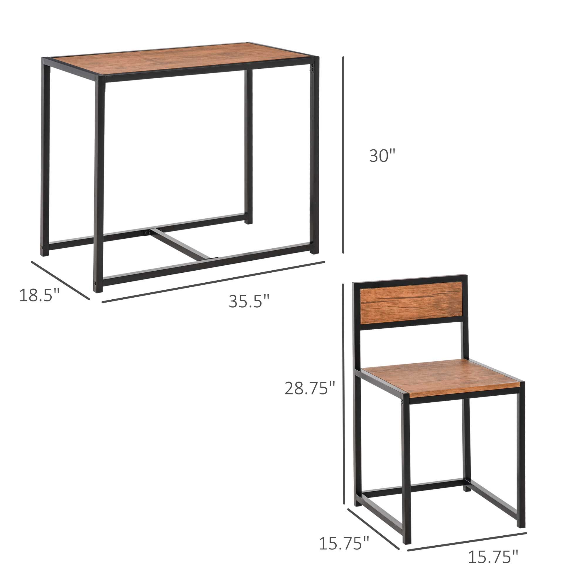 3-Piece Industrial Dining Table Set for 2 — photo 5