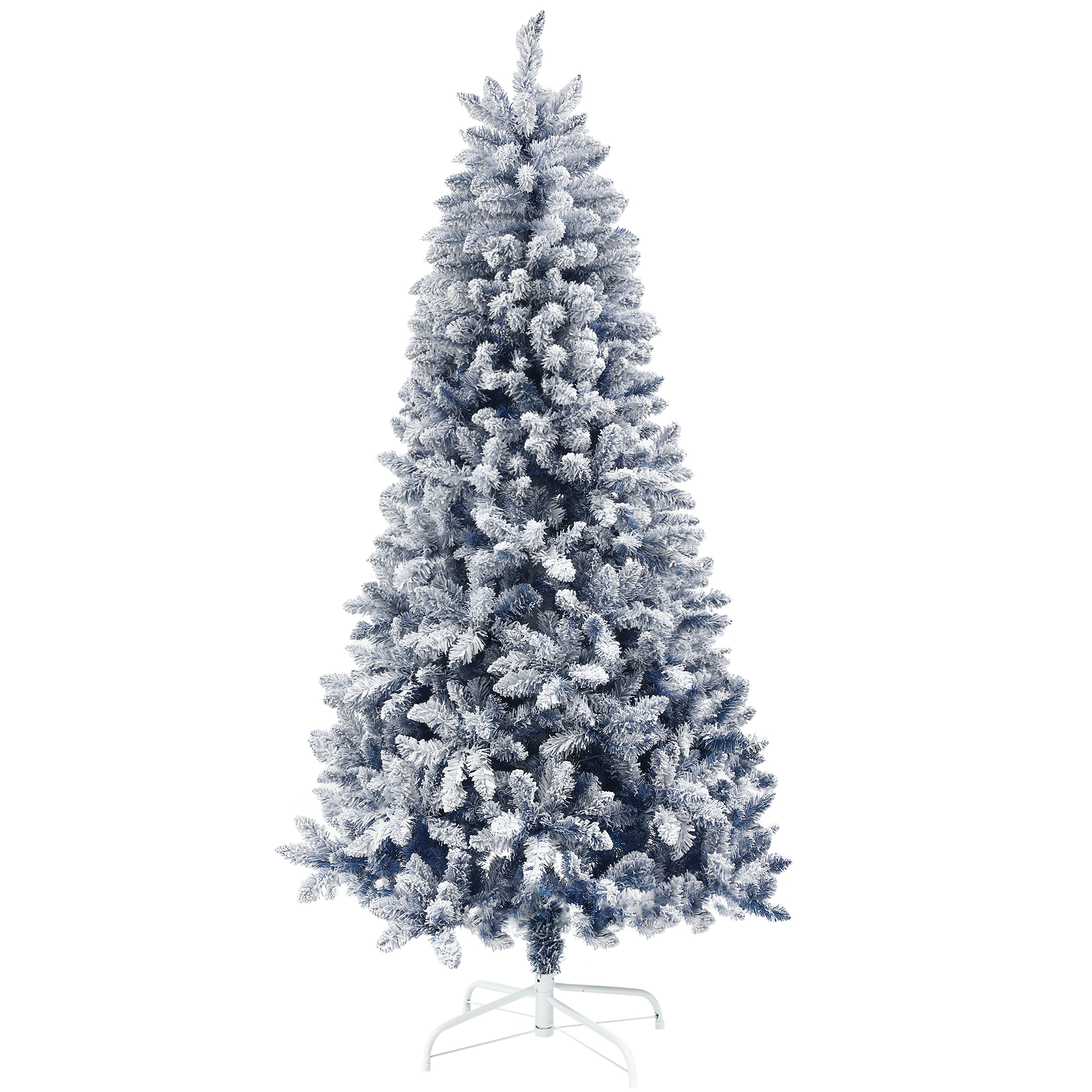 6ft Flocked Artificial Christmas Tree With 700 Snow Frosted Tips, Metal Stand