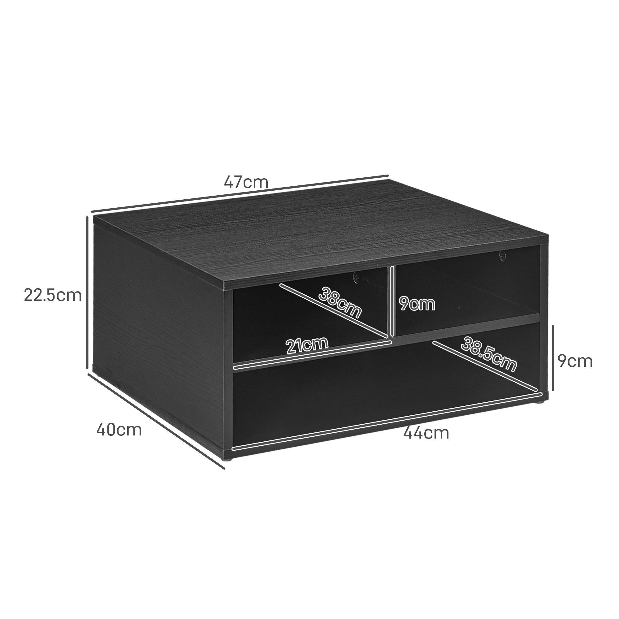Three-Compartment Printer Storage Cabinet - Black — image 4