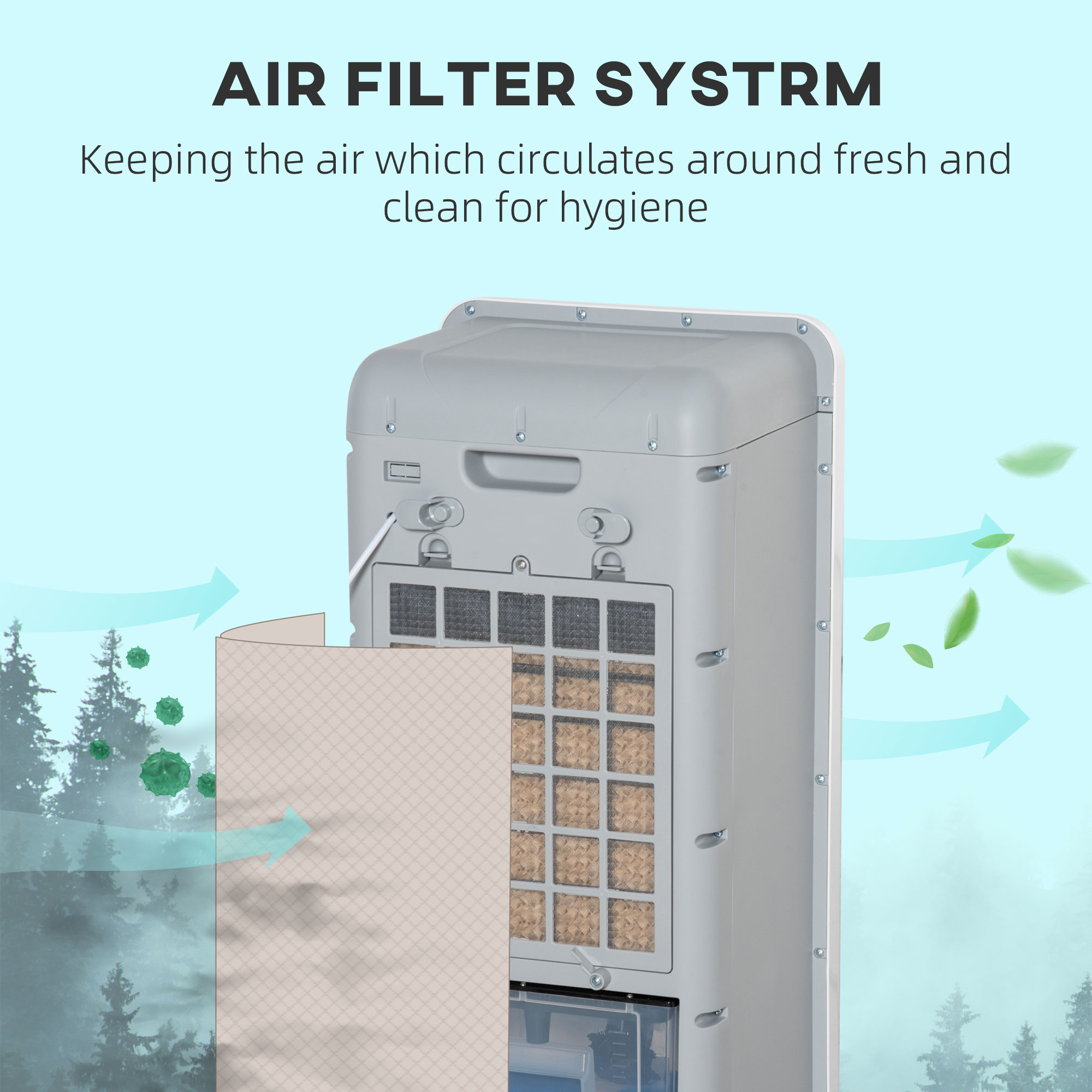  32" Evaporative Air Cooler with 3.2 Gal Water Tank, 60° Oscillating, 3-In-1 Ice Cooling Fan, Portable Swamp Cooler with Humidifier for Home Office, 3 Modes, 3 Speeds, 12H Timer, Remote, Whit