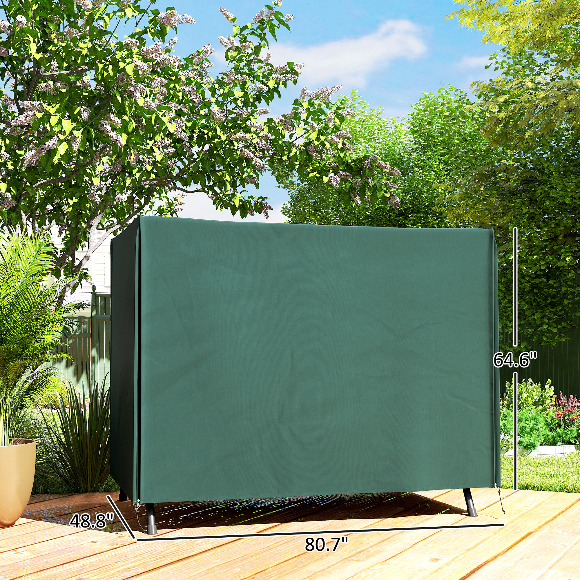 Outdoor Patio Hammock Porch Swing Cover with UV, Water, & Dust Fighting Material, 81″ x 49″ x 65″, Dark Green