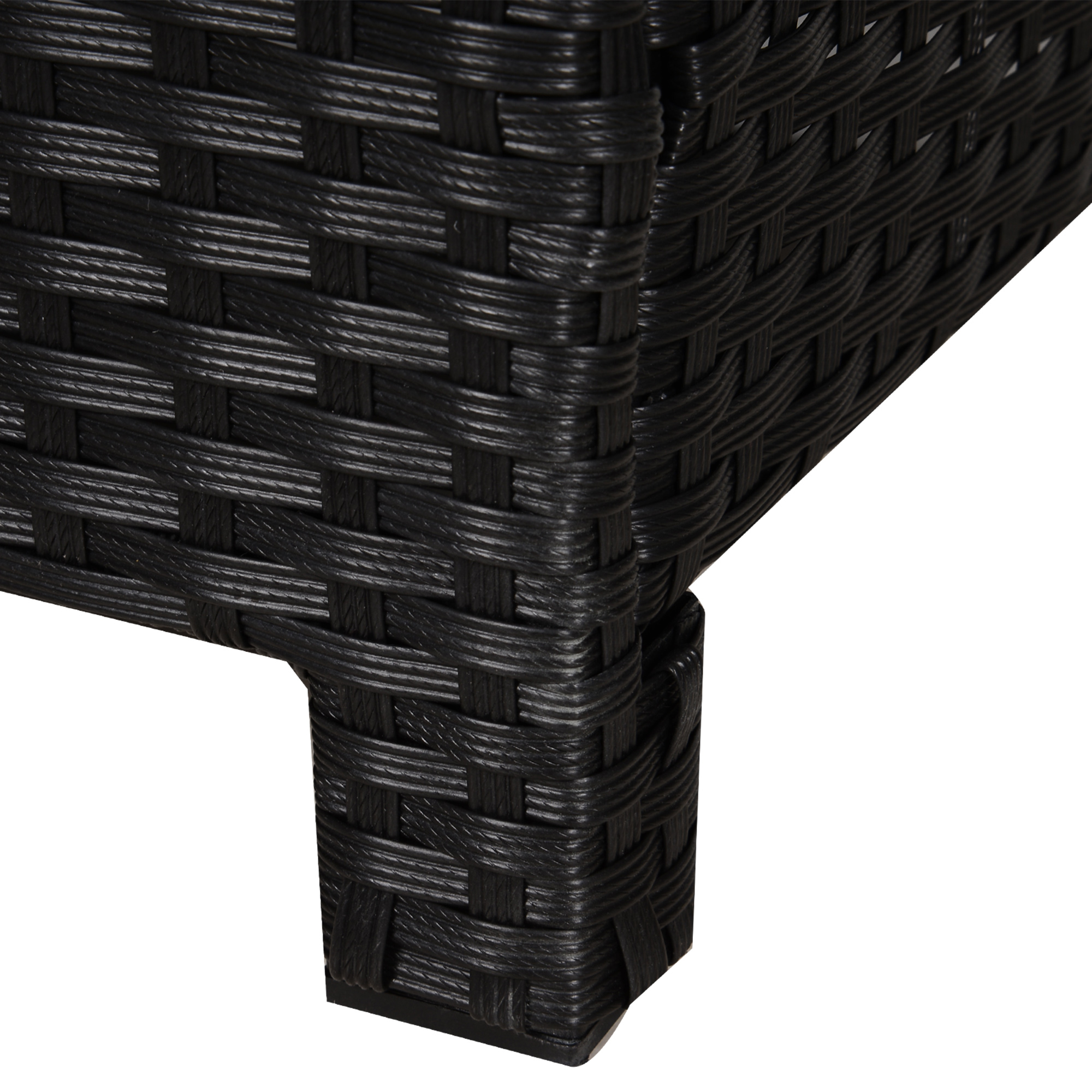 20″ Patio Wicker Ottoman, Multipurpose Outdoor PE Rattan Footrest, Additional Seating, Side Table with Soft Cushion, Black, Cream White